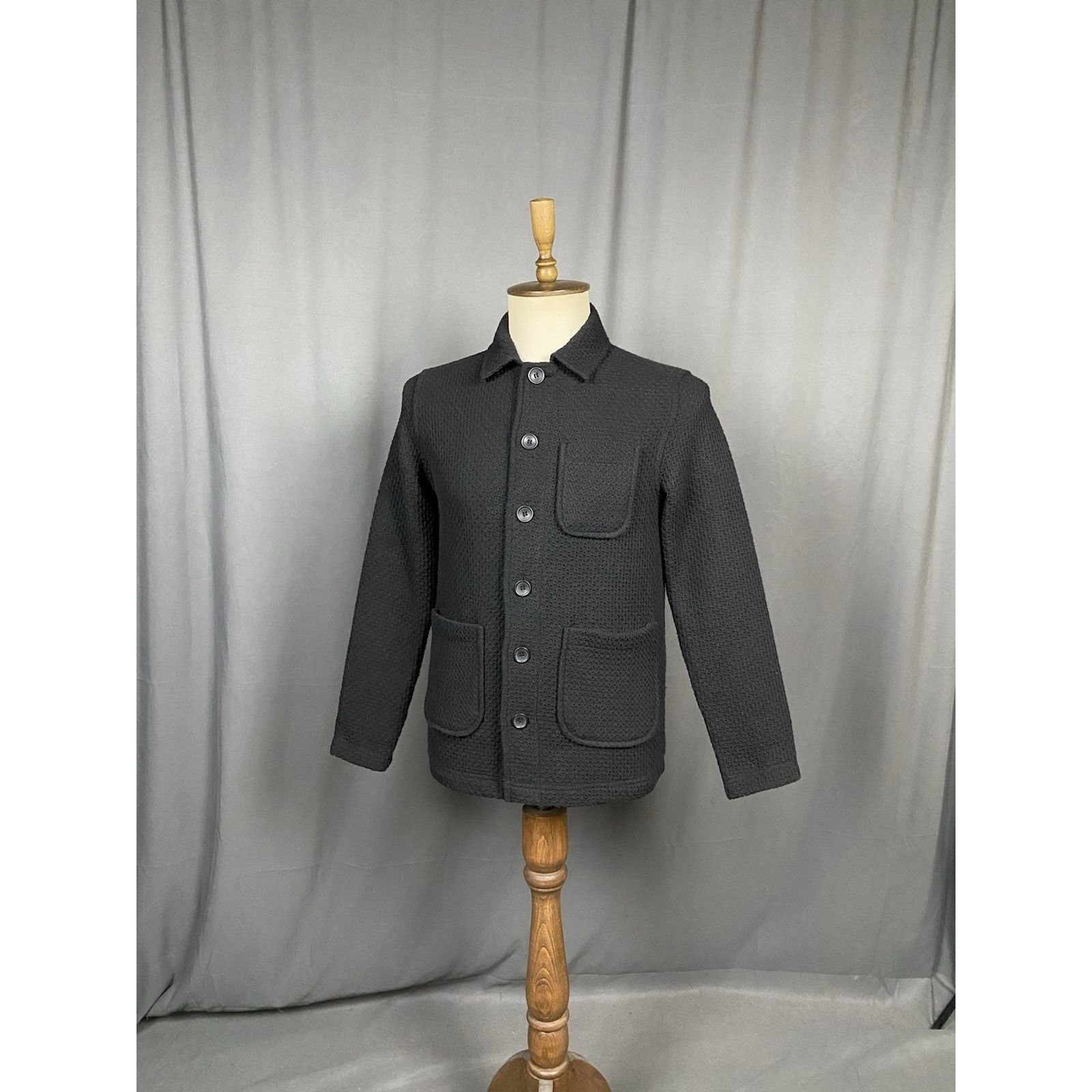 Folk MINT! Folk Chore Jacket Mens Black Wool Blend Thomas Worker Size US S / EU 44-46 / 1 - 2 Thumbnail