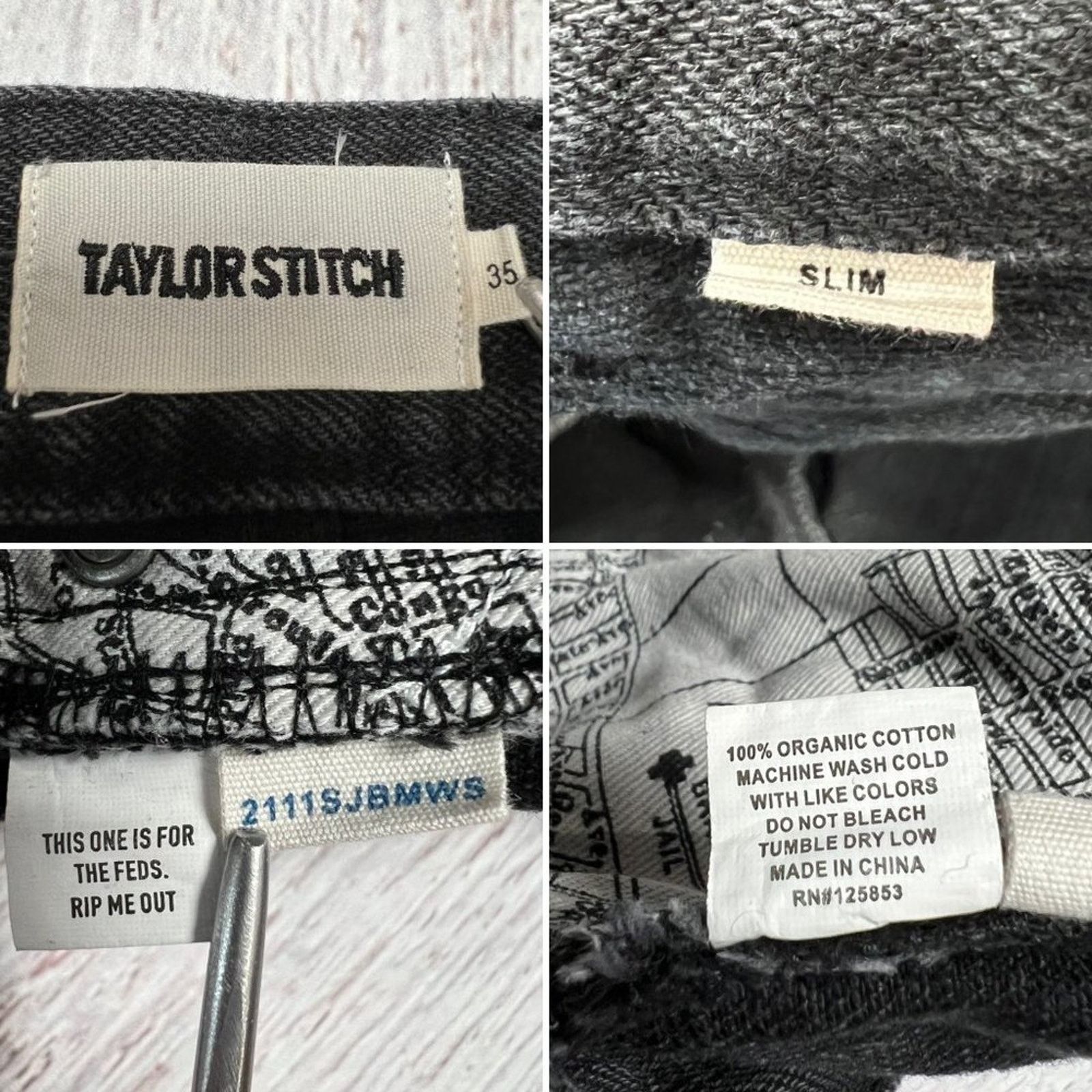 Taylor Stitch Taylor Stitch Slim Selvage Jean Black Wash Size 35x27 Size US 35 - 3 Thumbnail