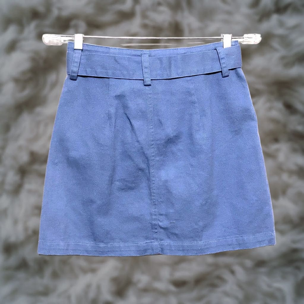 Vintage VINTAGE Francescas Mi Ami Skirt Blue Basic Twill Womens XS Cotton Tie Waist Belt NWT Size 26" / US 2 / IT 38 - 1 Thumbnail