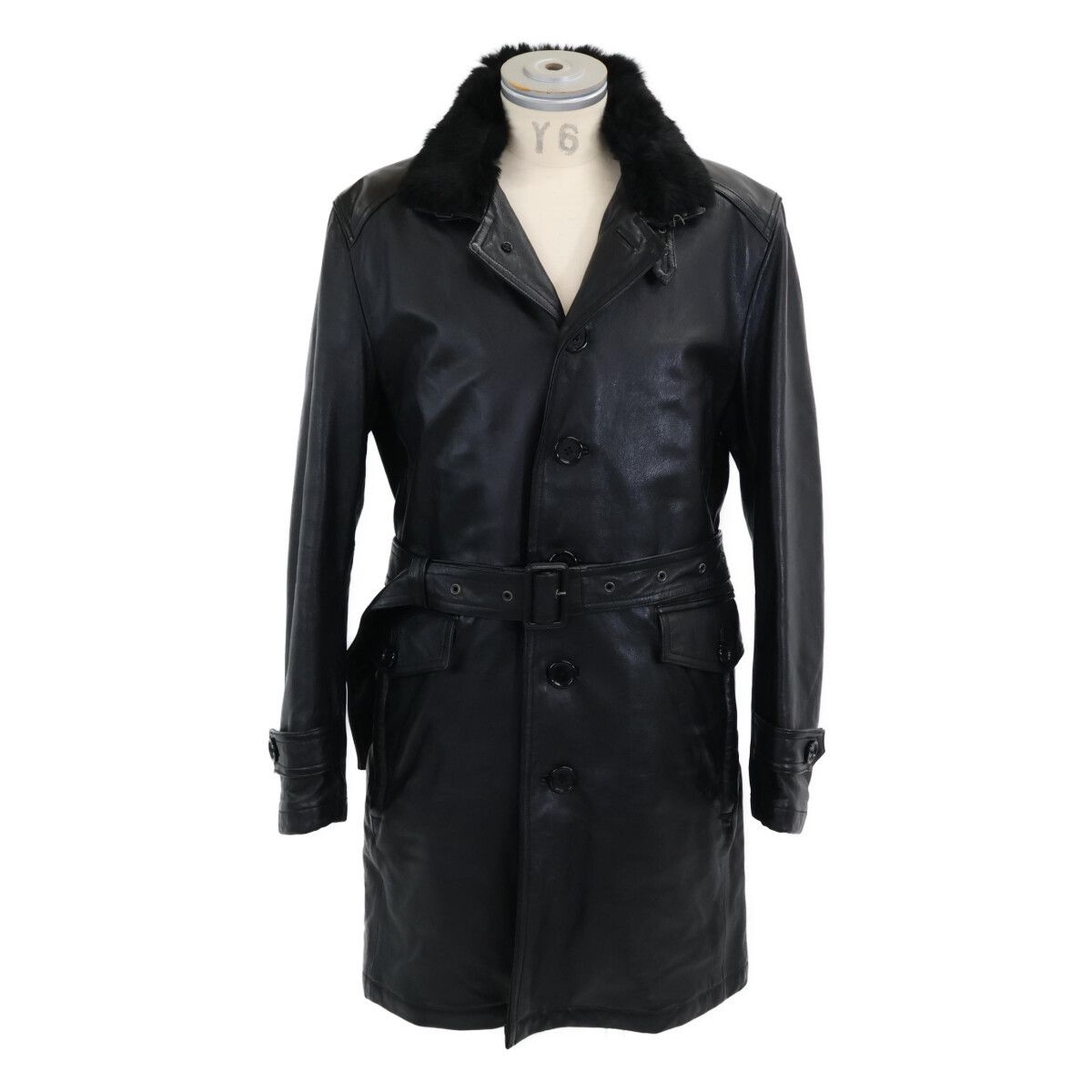 Burberry Burberry Burberry Black Label Lamb Leather Rabbit Fur Trench Coat Leather Outerwear DUTY FREE for USA Size ONE SIZE - 1 Thumbnail