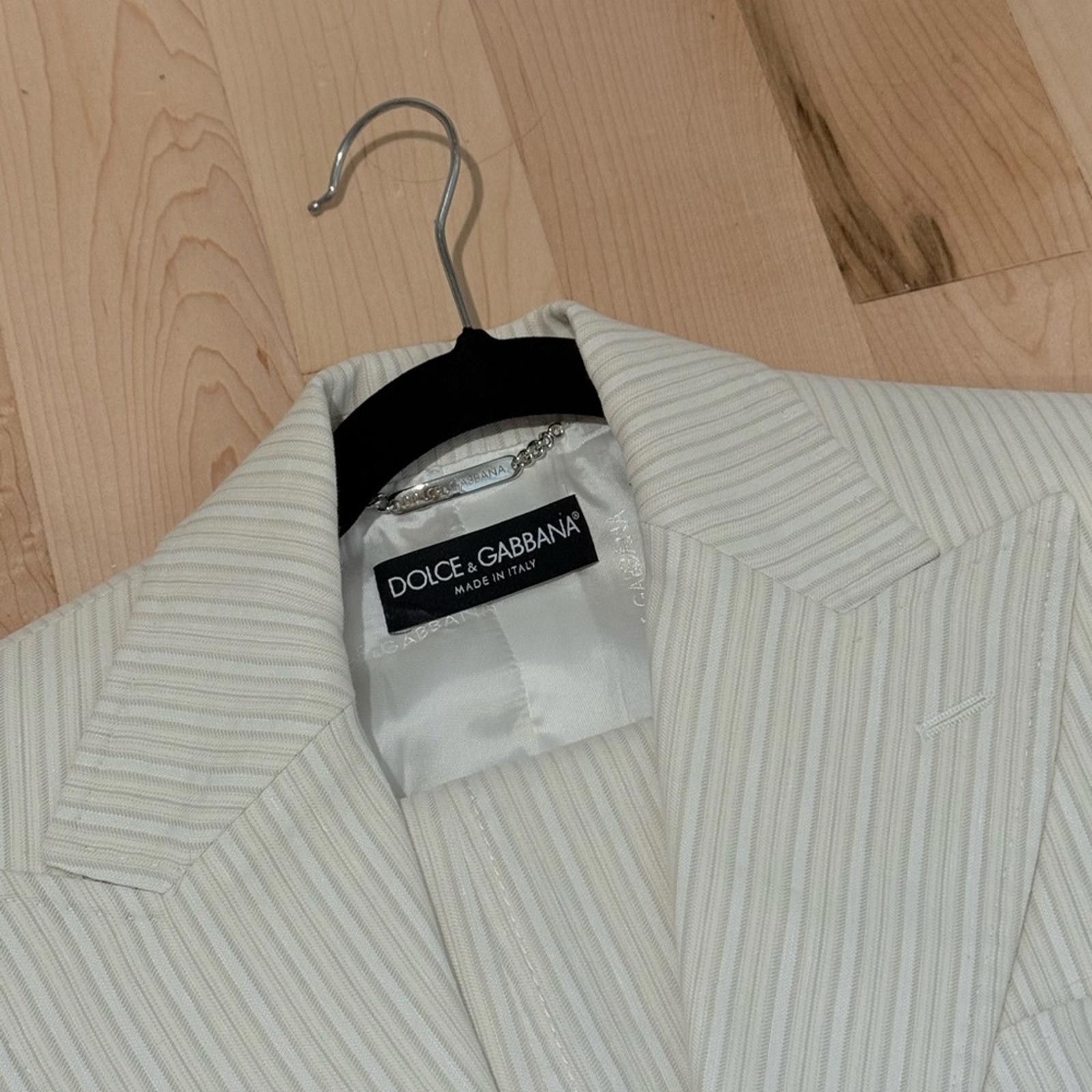 Dolce & Gabbana Dolce & Gabbana Linen & Cotton Cream Striped Pant Suit Size M / US 6-8 / IT 42-44 - 6 Thumbnail