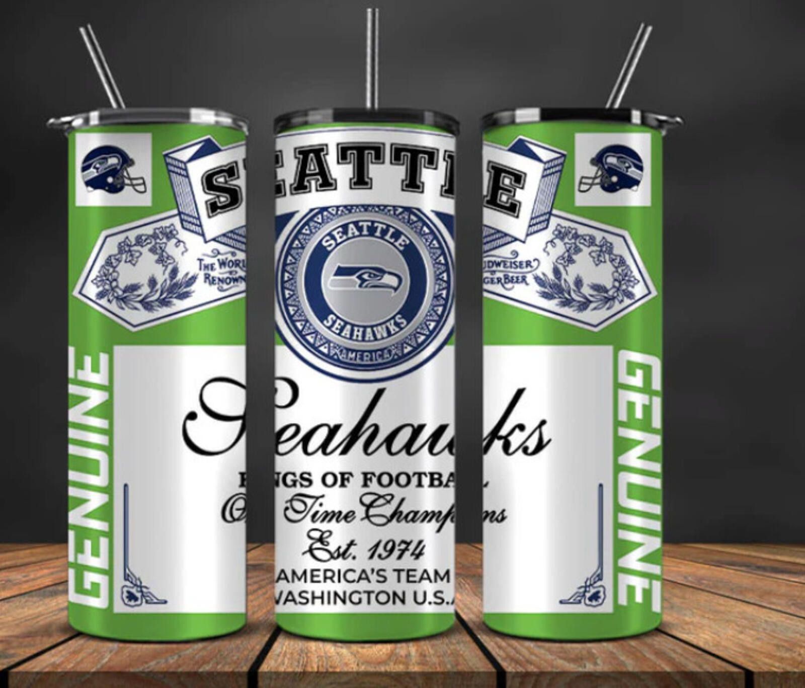 The Unbranded Brand Seattle Seahawks Tumbler Stainless Steel- 20 Oz Beer Can Size ONE SIZE - 1 Thumbnail