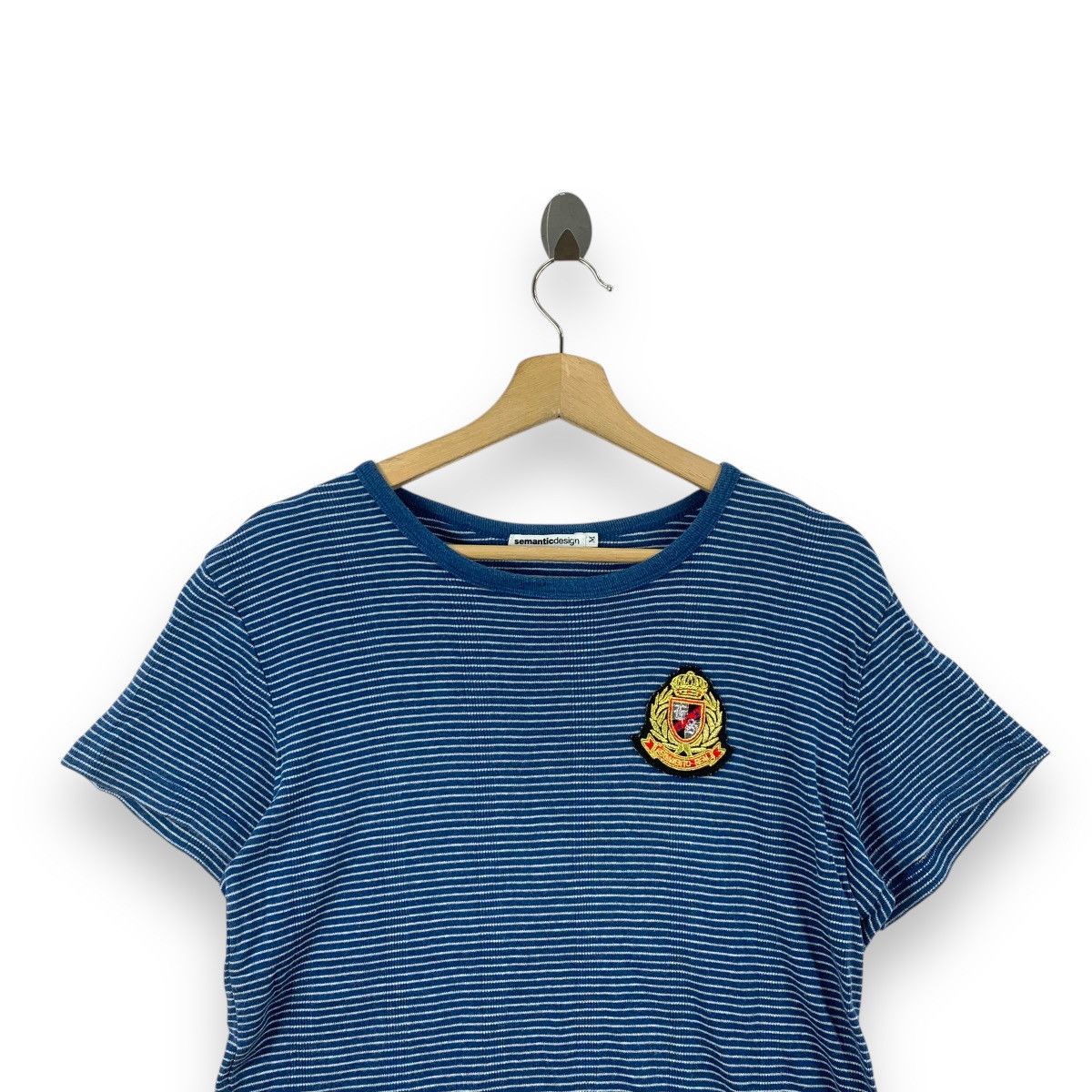 Japanese Brand SEMANTIC DESIGN JAPAN Crest Logo Striped Punk Tee Shirt Size M / US 6-8 / IT 42-44 - 2 Thumbnail