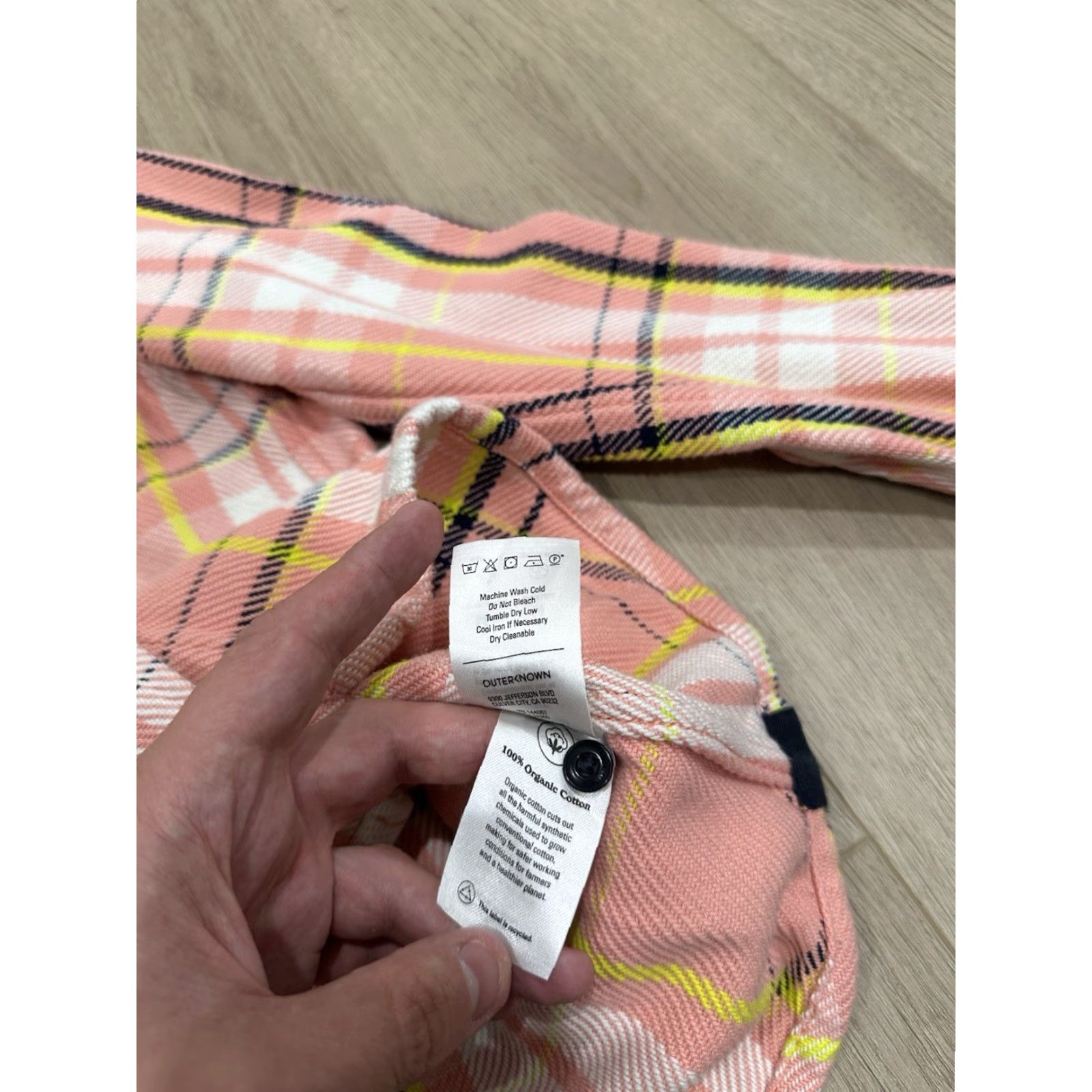 Outerknown Outerknown Plaid Shirt Pink Coral Womens XS/S Heavy Twill Organic Cotton Button-Up Casual Travel Regular Size Size XS / US 0-2 / IT 36-38 - 7 Thumbnail