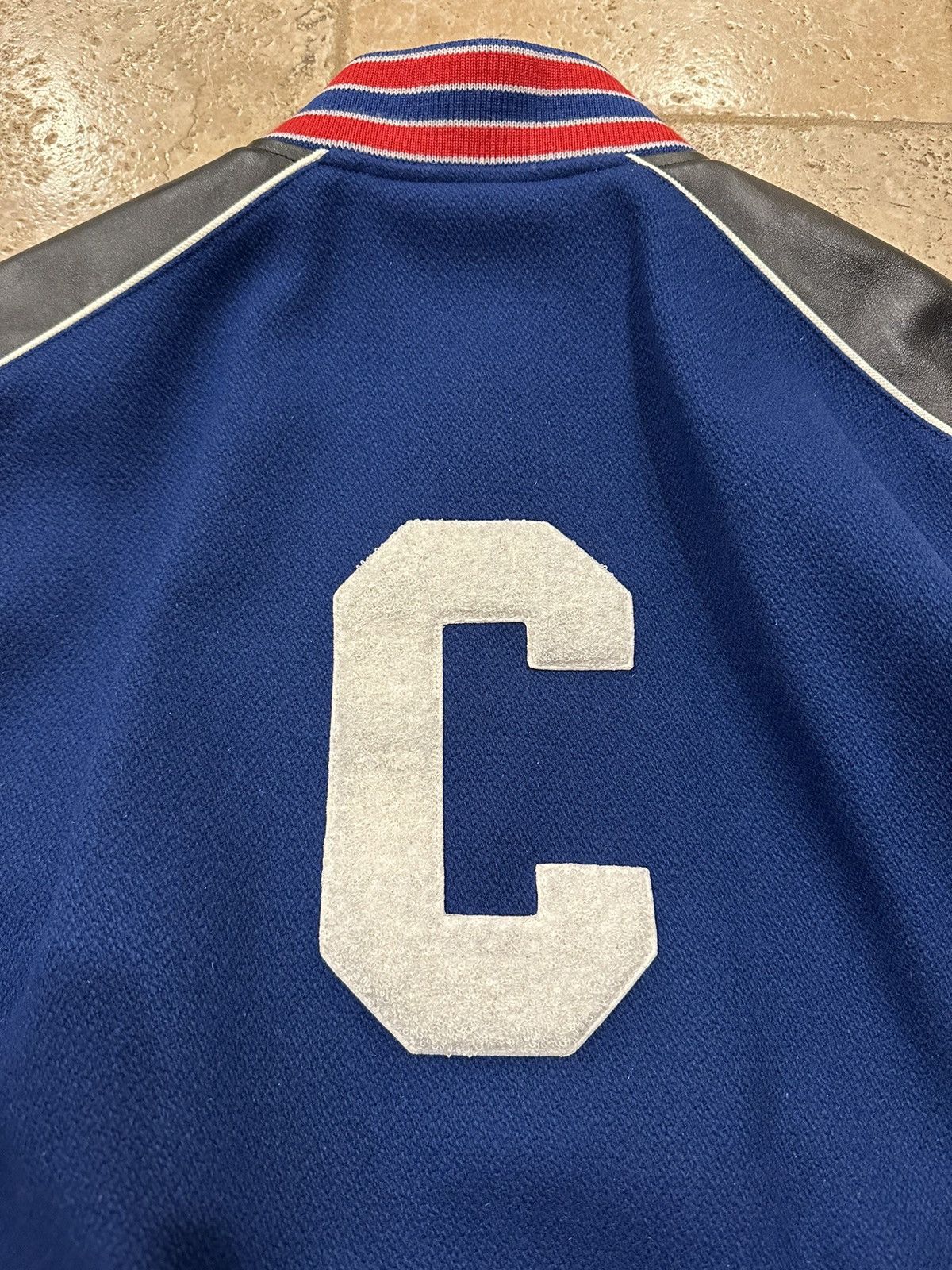 Celine × Hedi Slimane Celine x Hedi C Logo Leather Sleeve Blue Woold Teddy Jacket Size US L / EU 52-54 / 3 - 10 Thumbnail
