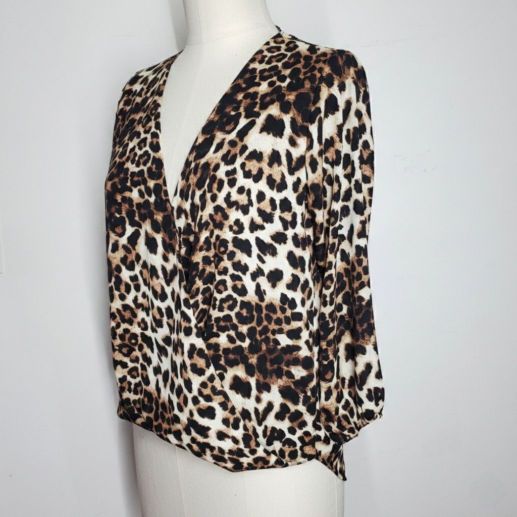 Other Veronica M Size S Blouse Animal Print Leopard Brown Beige Size M / US 6-8 / IT 42-44 - 2 Thumbnail