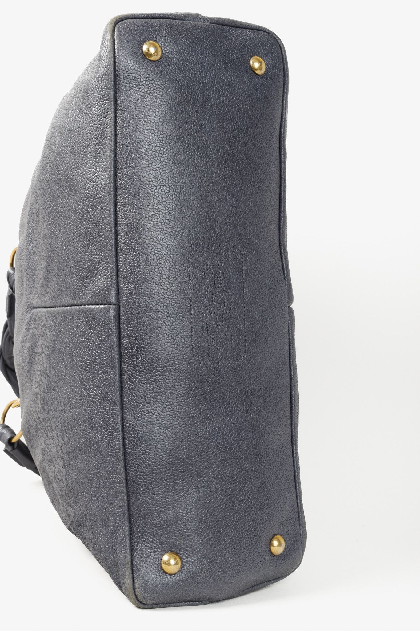 Yves Saint Laurent Yves Saint Laurent Grey Pebbled-Leather Braided-Strap Tote Size ONE SIZE - 5 Thumbnail