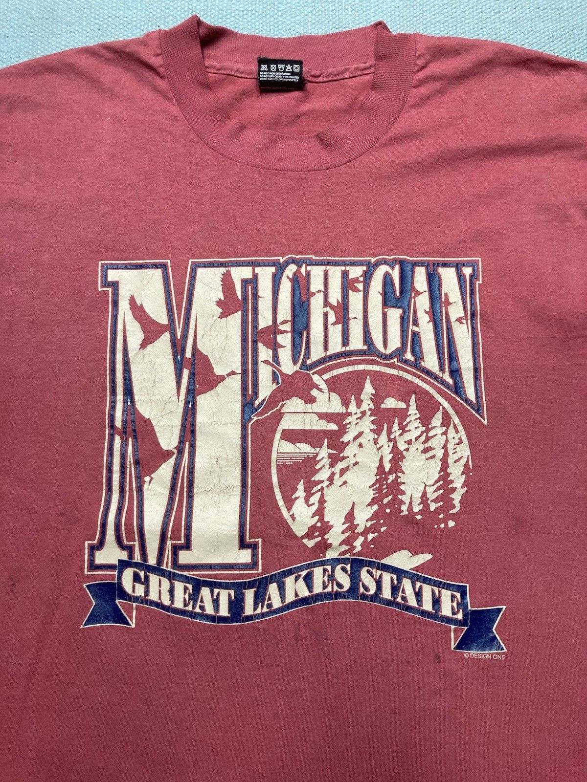 Fruit Of The Loom × Vintage Vtg 90s graphic t shirt Michigan Great Lakes state nature XL Size US XL / EU 56 / 4 - 6 Thumbnail