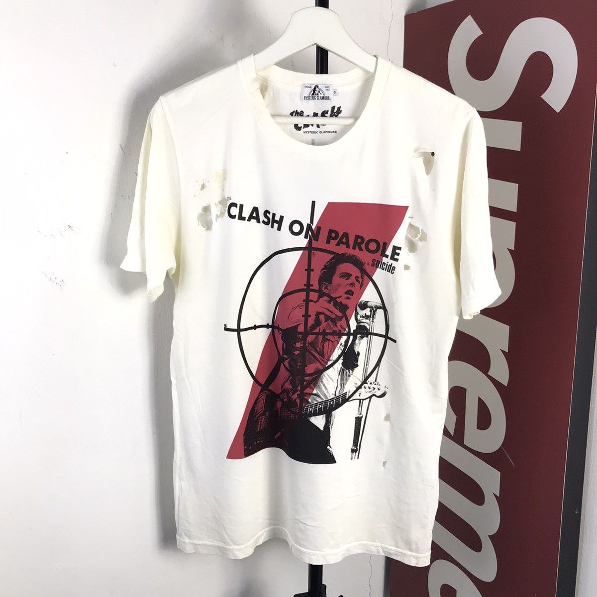 image of Archival Clothing x Hysteric Glamour Original Distress Hysteric Glamour ‘The Clash" Band Tee in Whi