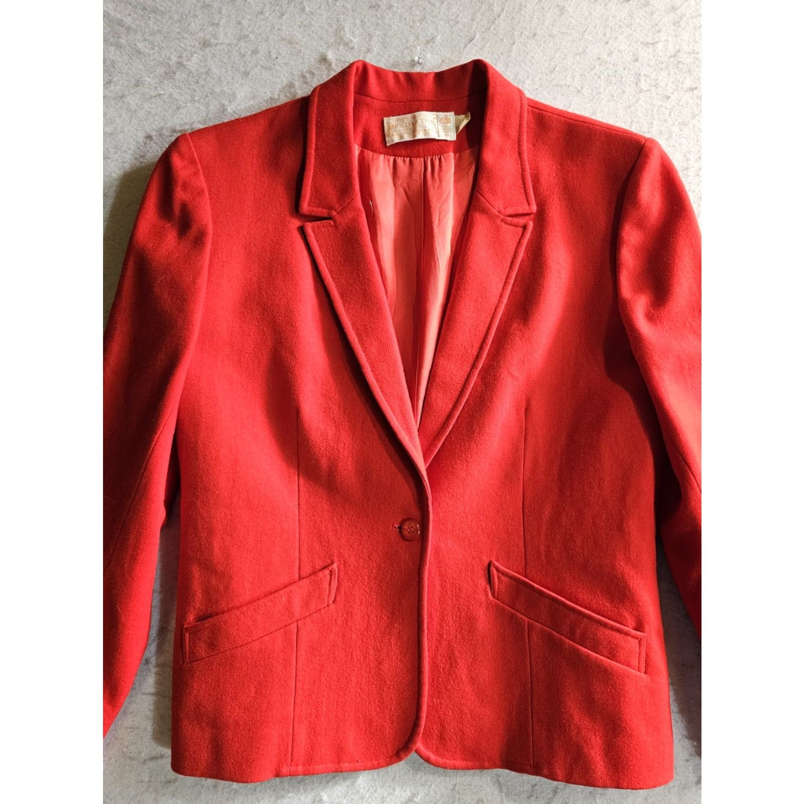 Pendleton VINTAGE Pendleton Blazer Red 100% Wool Womens Size 12 Regular Single-Breasted One-Button Notch Lapel Jacket Size XL / US 12-14 / IT 48-50 - 2 Thumbnail