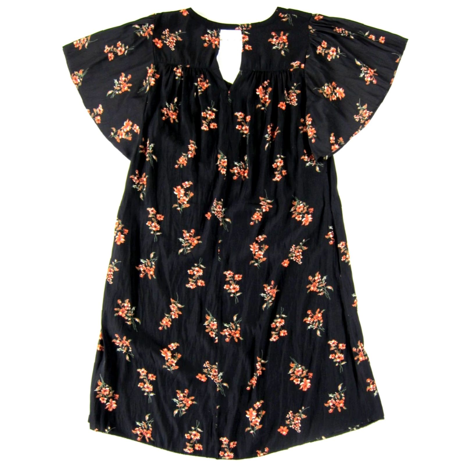 Pinko Margaret O'Leary Black Pink Floral Silky Short Sleeve Tunic Smock Dress S Size 28" / US 6 / IT 42 - 2 Thumbnail