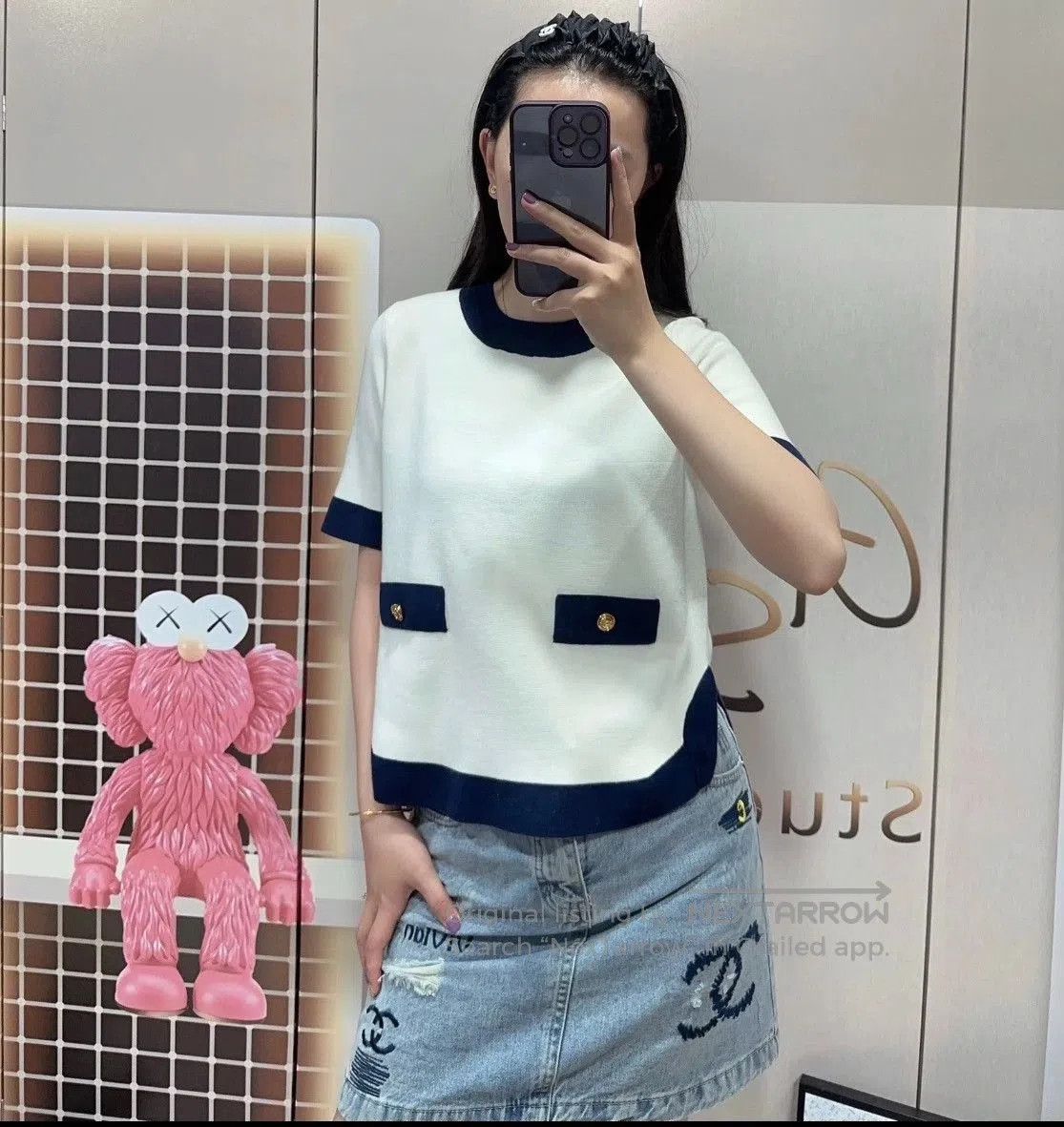 Gucci Gucci Navy Style White Short Sleeve Knit Top XL. Size XL / US 12-14 / IT 48-50 - 1 Thumbnail
