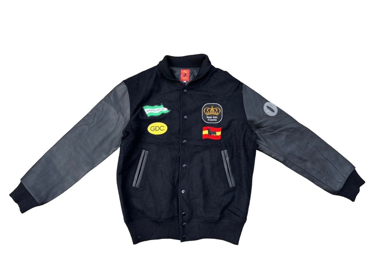 Leather VTG GDC Japan GRACIAS La Espana Patches Black Varsity Jacket Size US XL / EU 56 / 4 - 2 Thumbnail