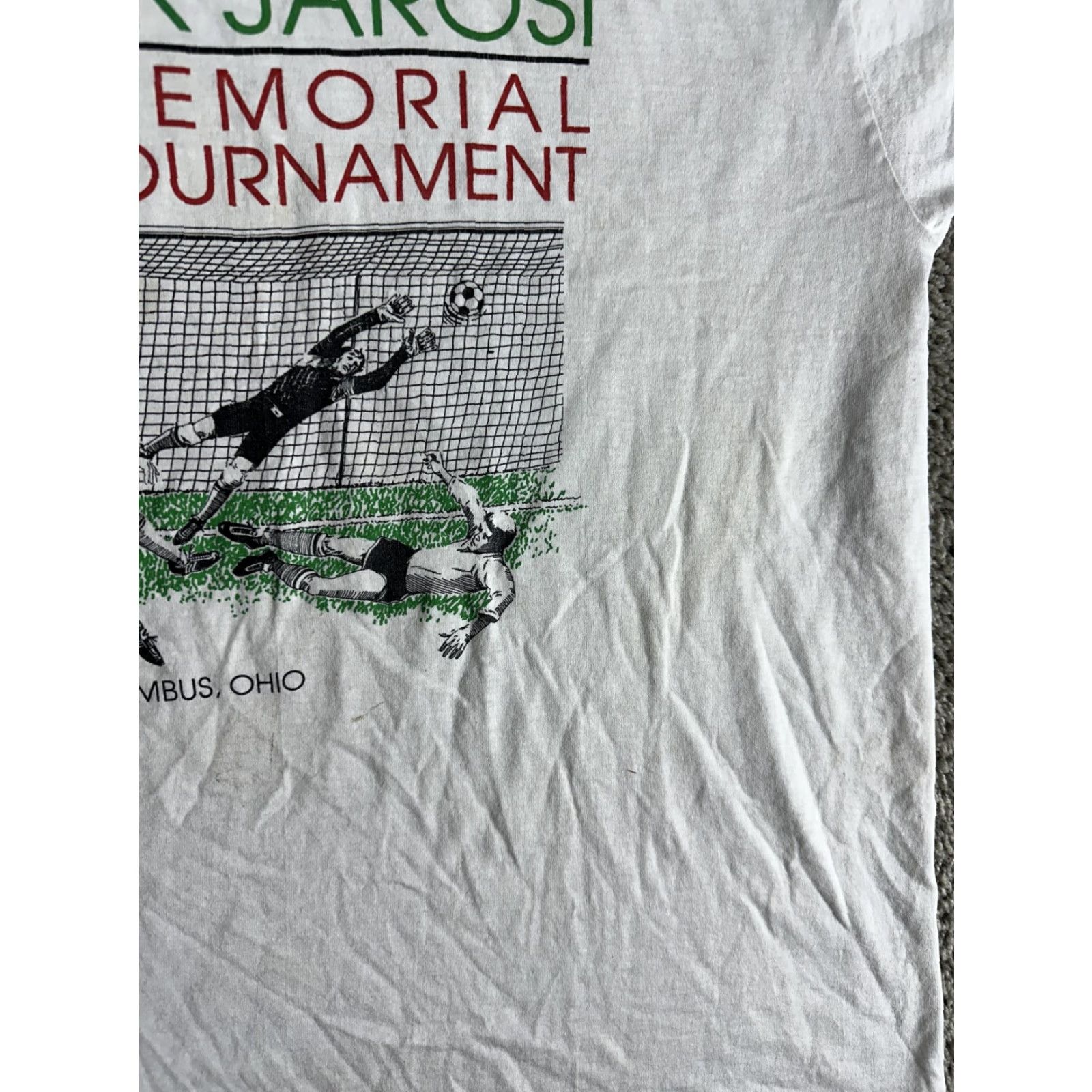 Vintage VINTAGE Frank Jarosi Memorial Tournament Shirt Mens XL White Soccer Columbus 1990 90s Size US XL / EU 56 / 4 - 5 Thumbnail