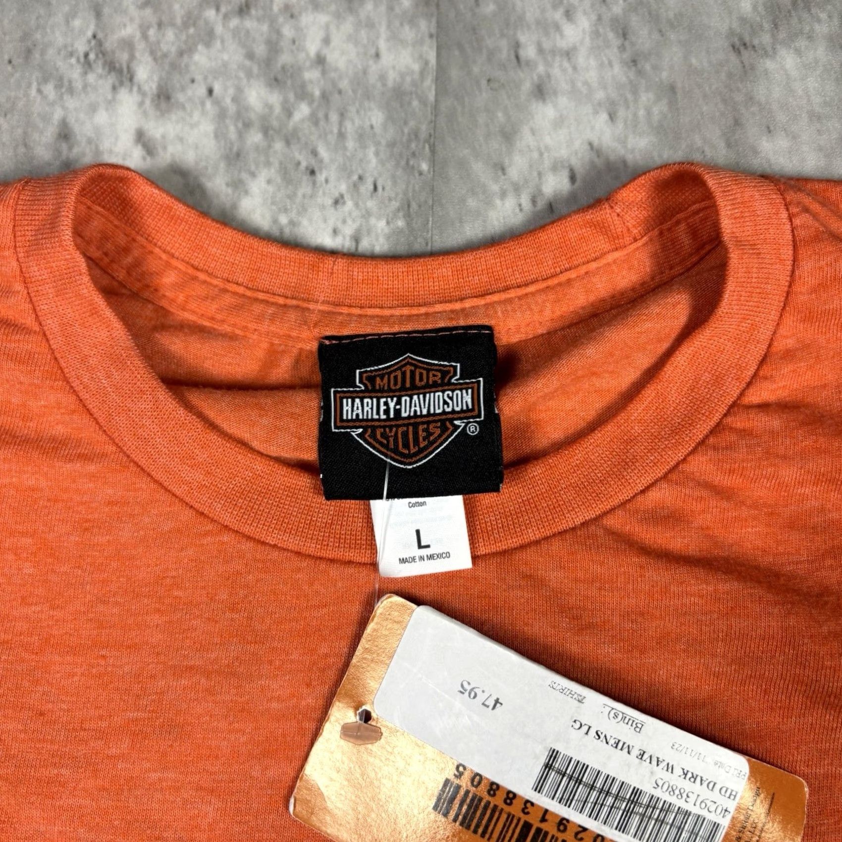 Harley Davidson VINTAGE Harley-Davidson T Shirt Logo Biker Print Double-Sided Adult L NWT Orange Cotton Crew Neck Short Sleeve Graphic Print Mens Size US L / EU 52-54 / 3 - 5 Thumbnail