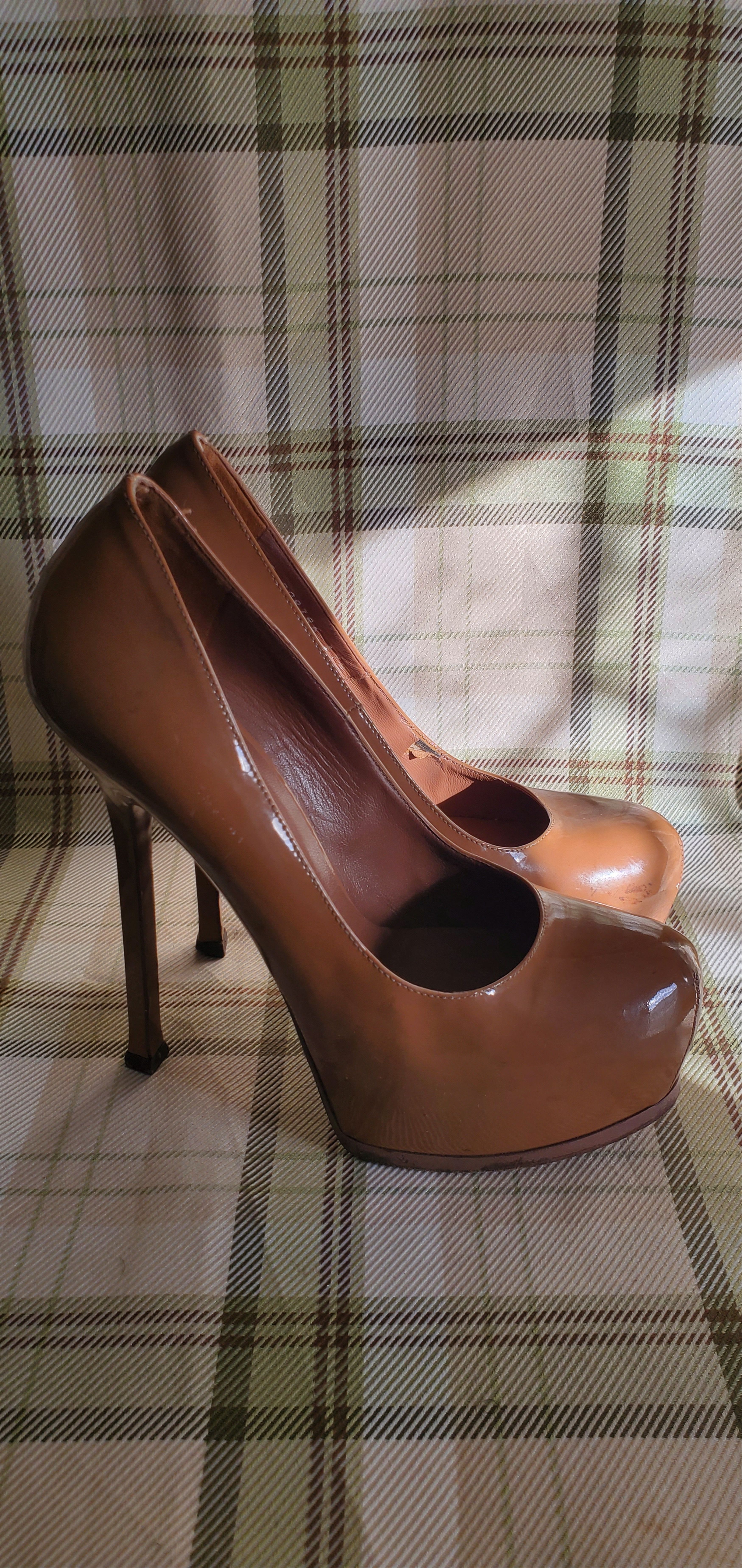YSL Patent Leather Heel Platform Shoes