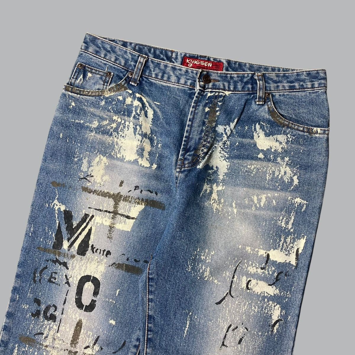 Hysteric Glamour × Japanese Brand × PPFM KINGSON Art Painted Unique Jeans Size US 35 - 5 Thumbnail