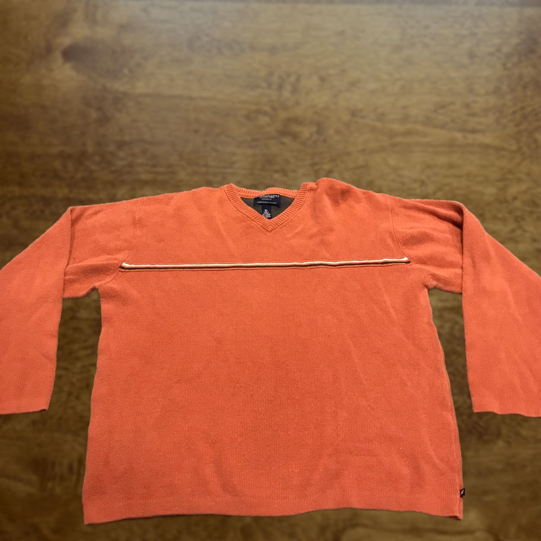 American Eagle Outfitters American Eagle Outfitters Sweater Pullover V-Neck Orange L Ramie Blend Size US L / EU 52-54 / 3 - 1 Thumbnail