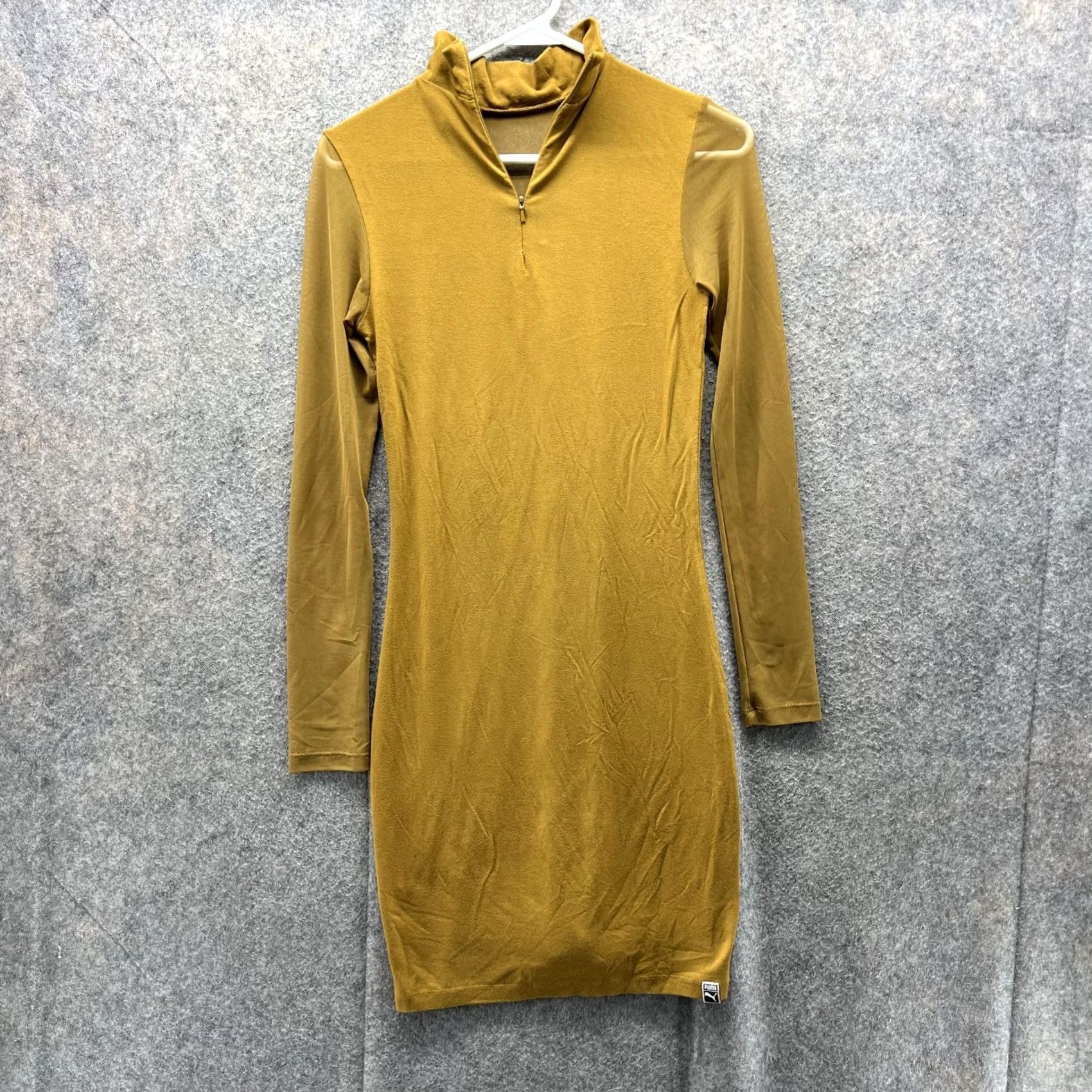 Puma VINTAGE Puma Dress Women Small Ladies Green 1/4 Zip Pullover Casual A Line Stretch Long Sleeve Mock Neck Knee Length Logo PUMA Regular Womens Dress Size S / US 4 / IT 40 - 2 Thumbnail