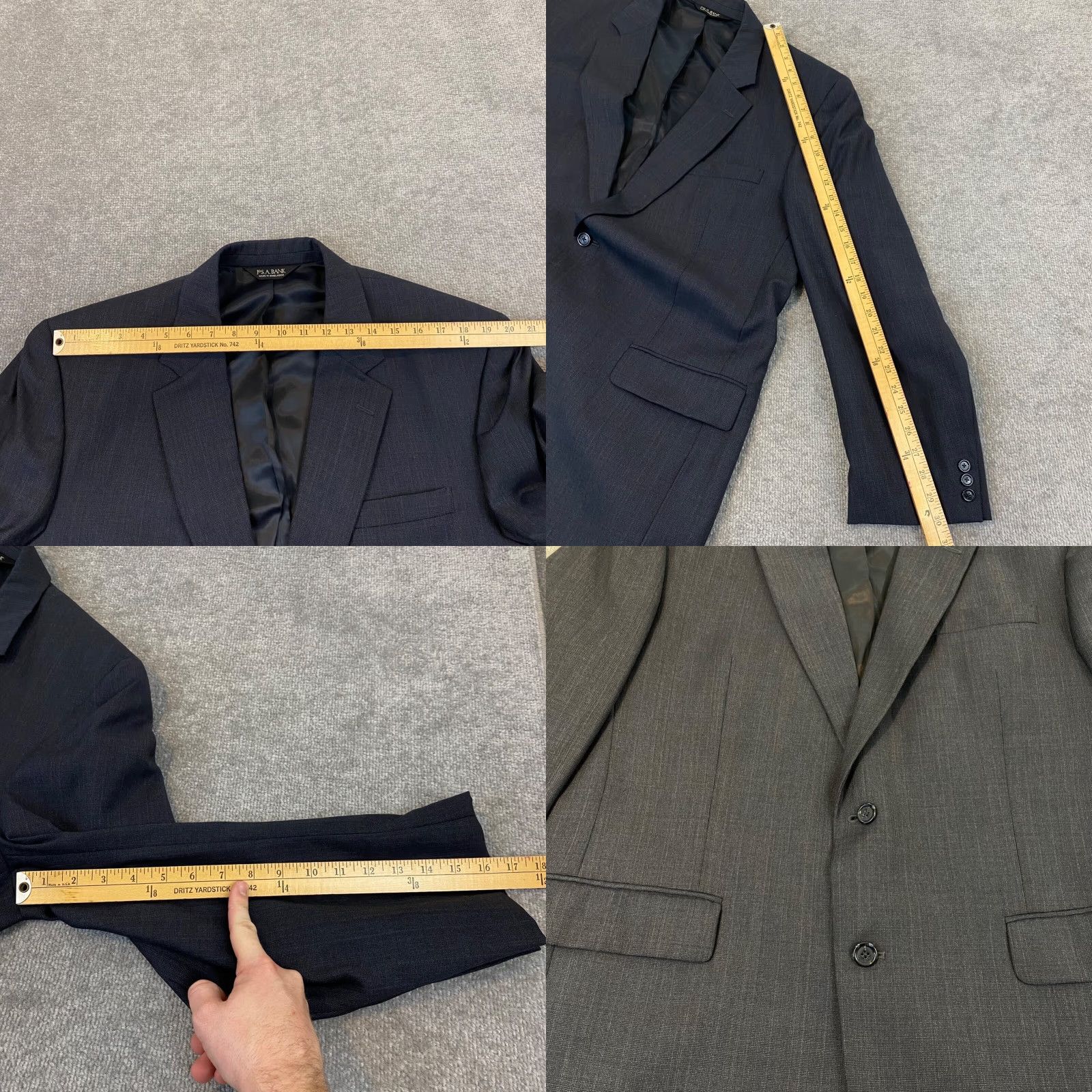 Jos. A. Bank Jos A Bank Blazer 46 L Blue 100% Wool Sports Coat Suit Notch Lapel Career Jacket Mens Size 46R - 8 Thumbnail