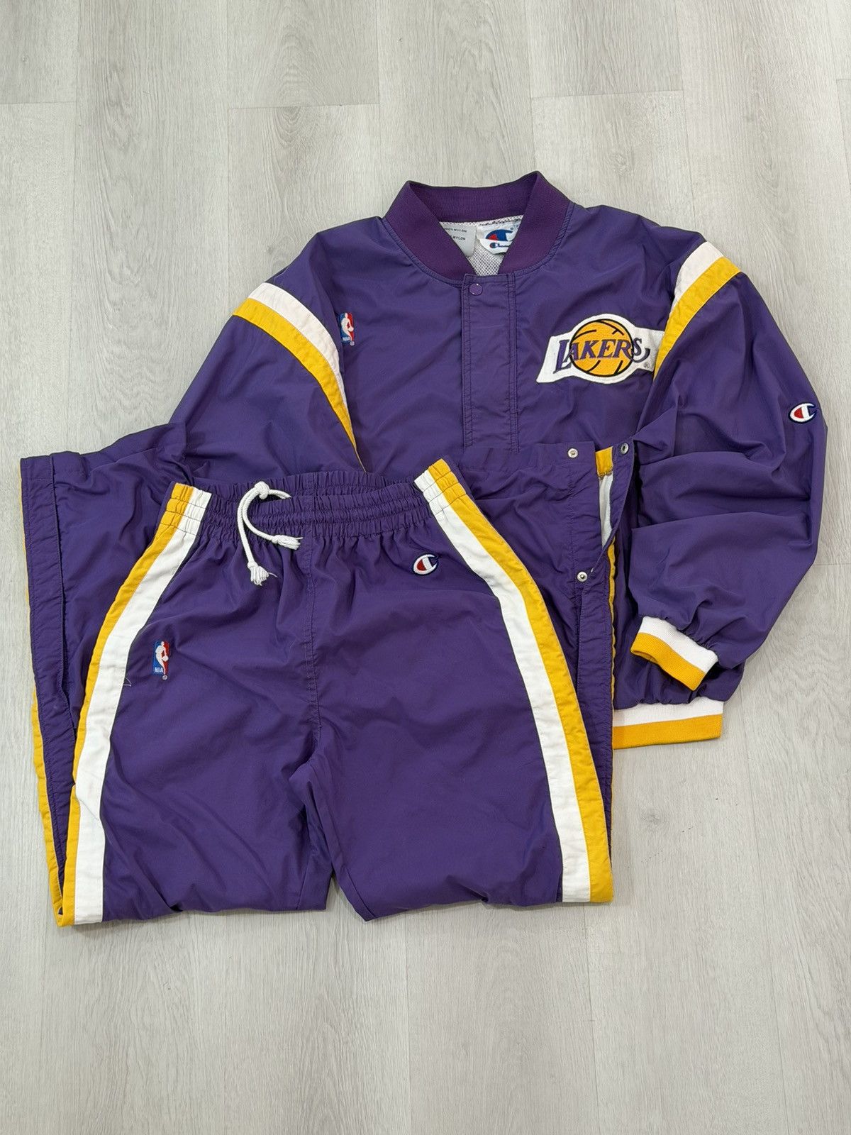 Champion Vintage 90s Champion LA Lakers NBA Warm Up Full Set Medium Size US M / EU 48-50 / 2 - 1 Thumbnail