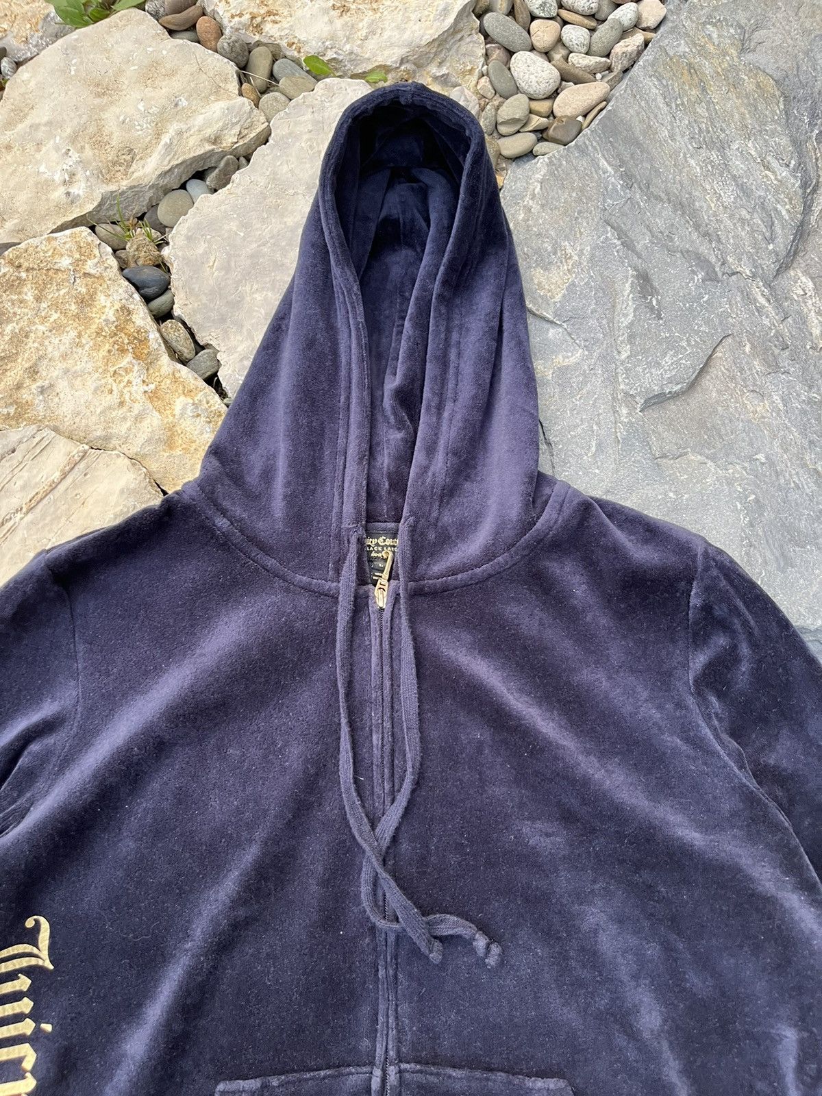Juicy Couture × Vintage Vintage Juicy Couture y2k velvet black label zip hoodie gold Size L / US 10 / IT 46 - 10 Thumbnail