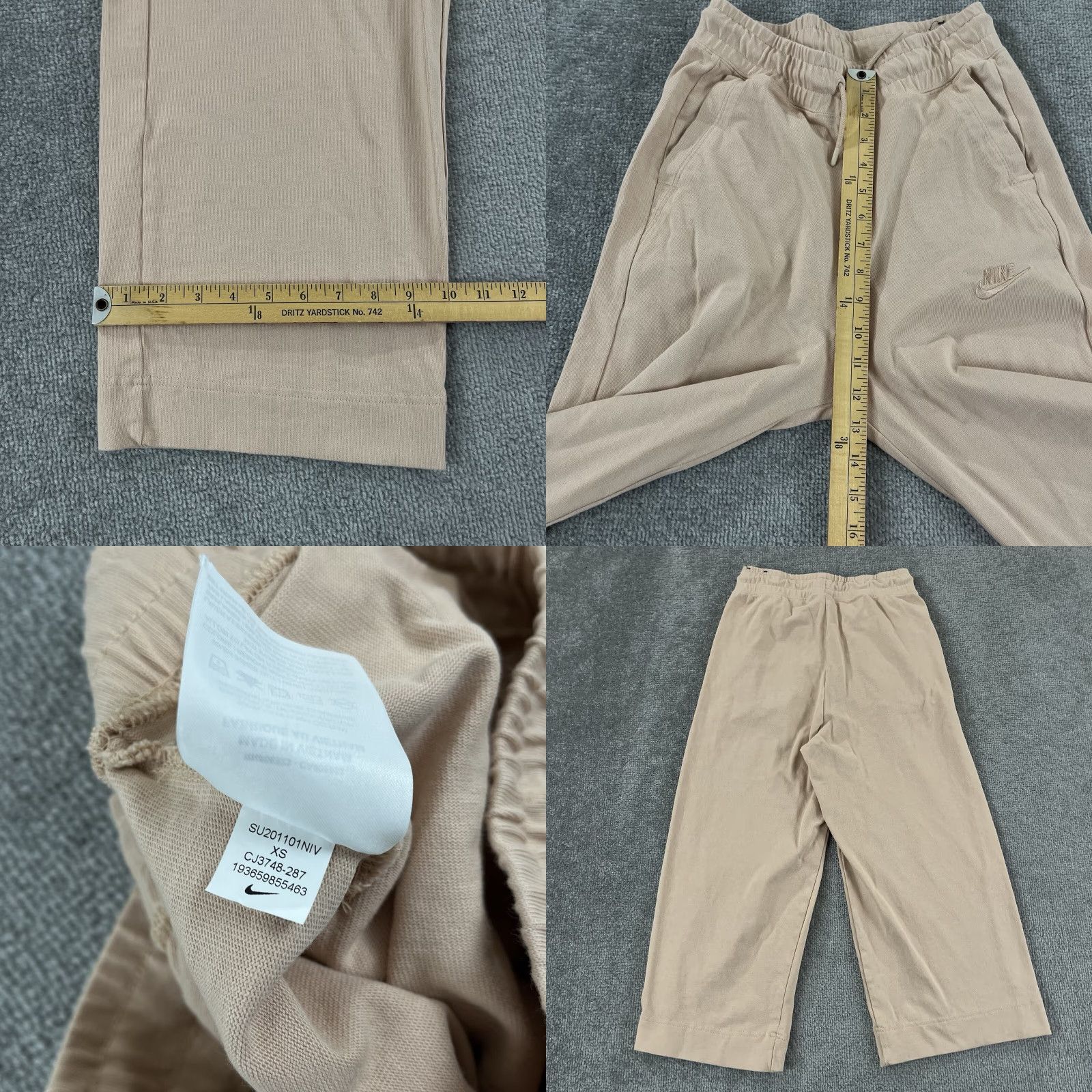 Nike NIKE Pants Womens XS Rose Brown 20" Cropped Capri Sweatpants Lounge Gym Lifting Size 26" / US 2 / IT 38 - 8 Thumbnail