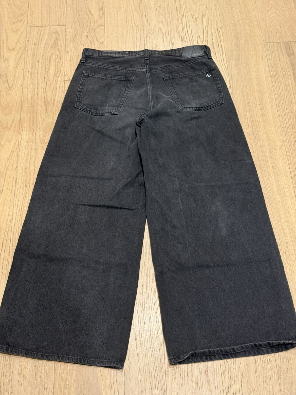 Rag & Bone Rag + Bone Sophie Ultra Wide Jeans in Black Size US 31 - 8 Thumbnail