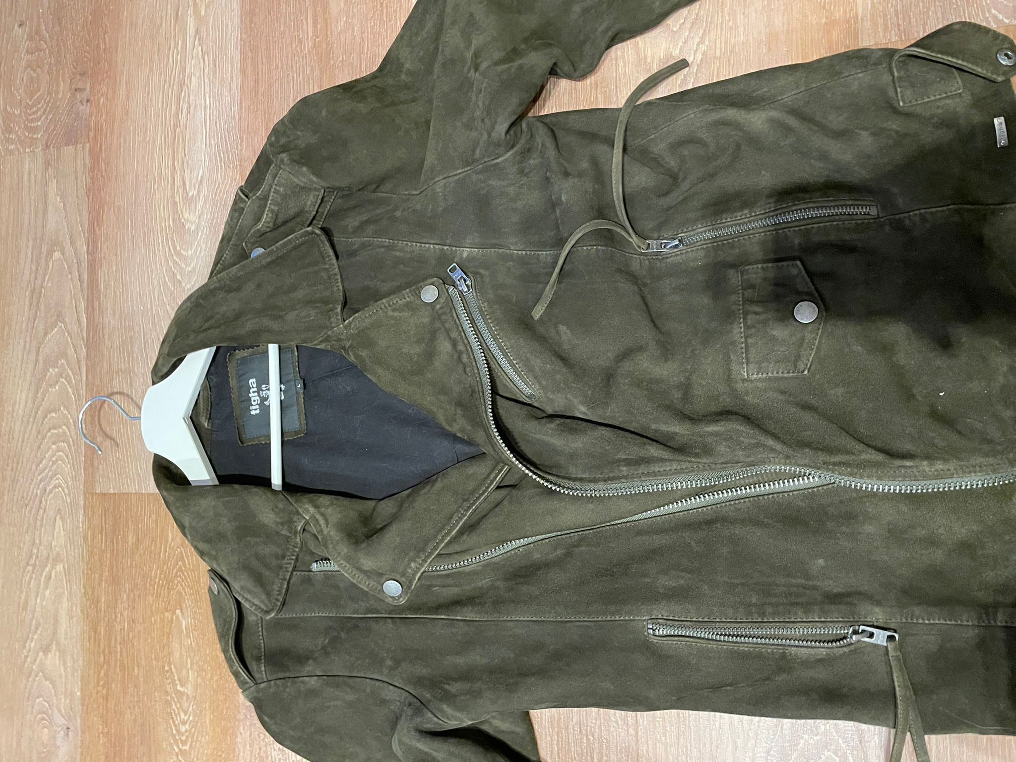 tigha Vintage suede Tigha biker jacket in brown / green Size US L / EU 52-54 / 3 - 4 Thumbnail