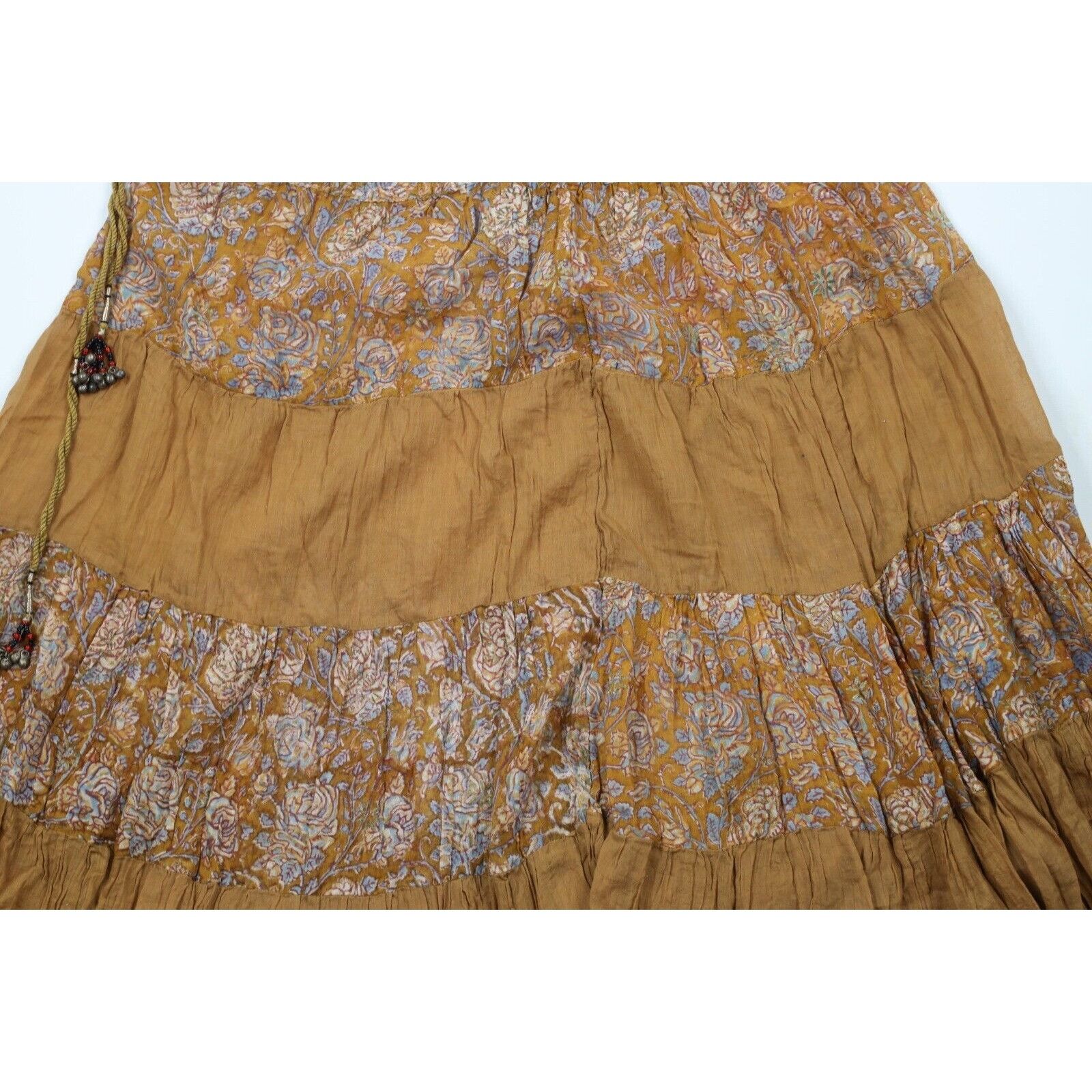Vintage Vintage 60s 70s Indian Gauze Gauzy Cotton Roped Skirt Size 26" / US 2 / IT 38 - 3 Thumbnail