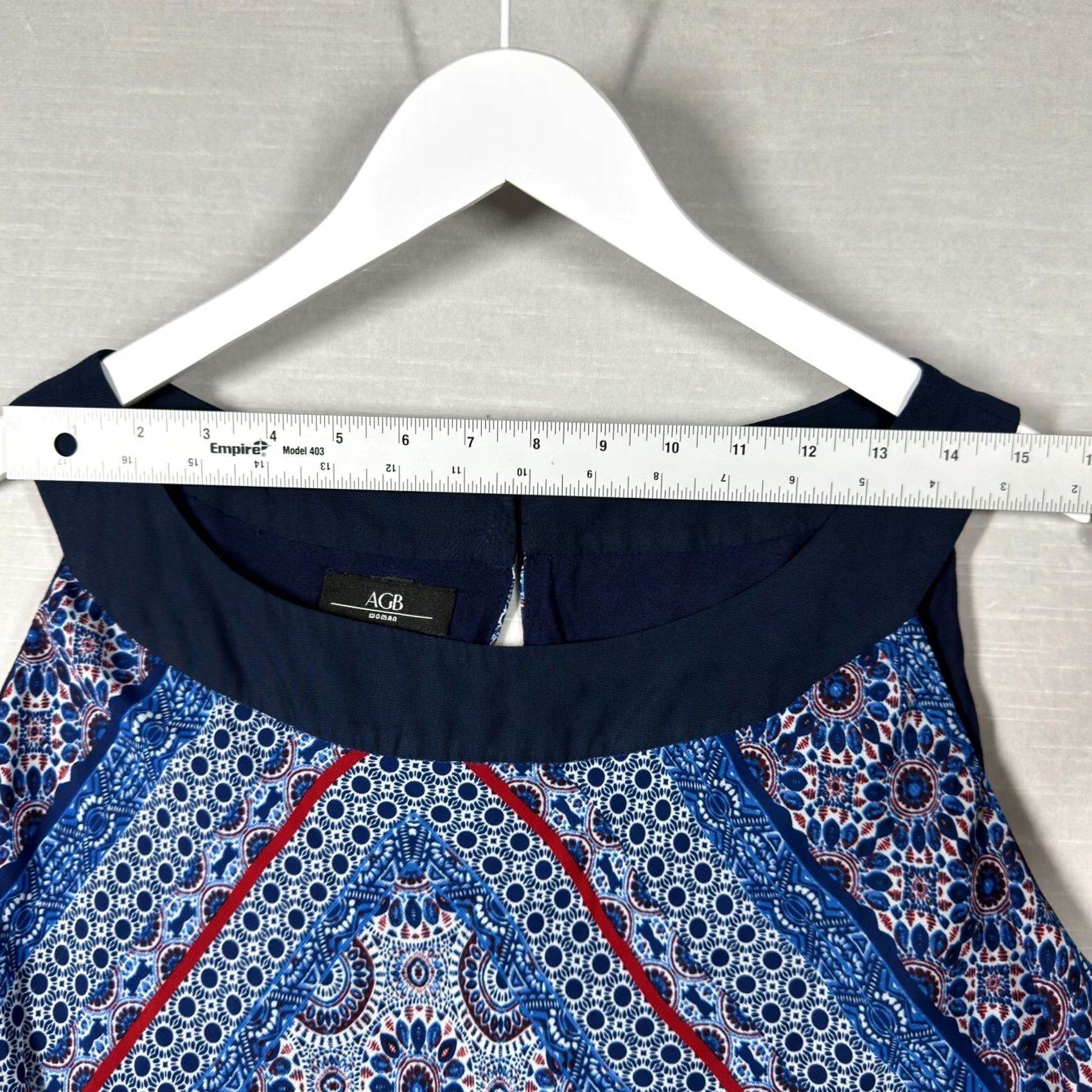 Vintage AGB Top Womens 3X Blue Flowy Boho Bandana Chic Coastal Hippie Floral Geometric Size XXL / US 16-18 / IT 52-54 - 5 Thumbnail