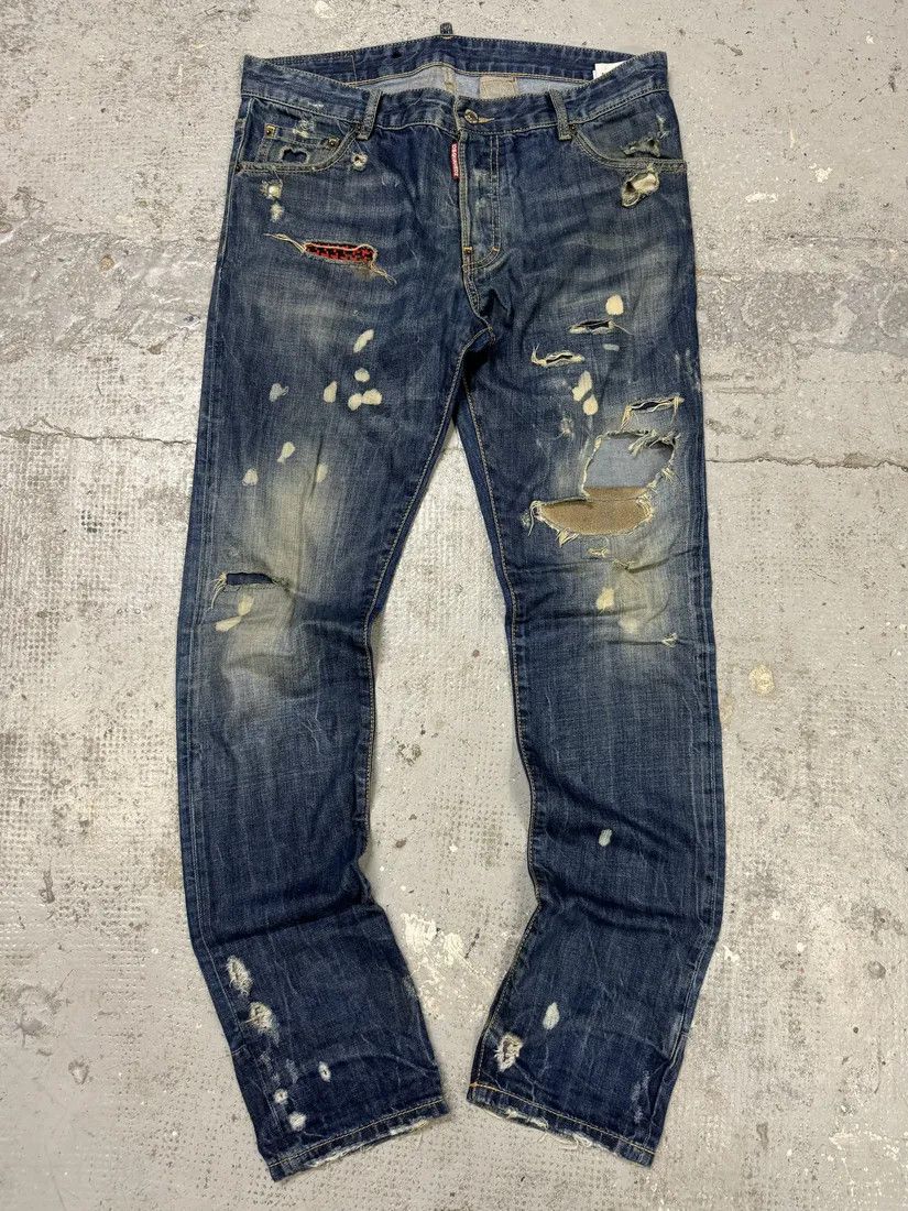 Designer × Dsquared2 × Vintage AW2017 DSquared2 Blue Distressed Slim Denim Jeans Size US 32 / EU 48 - 4 Thumbnail