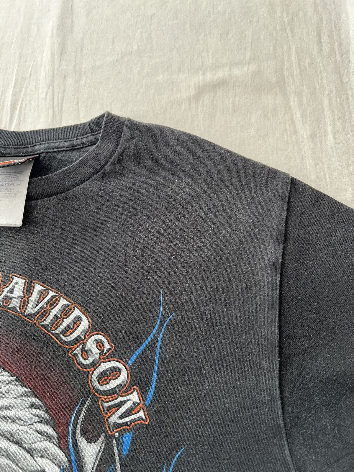Harley Davidson Vintage 2013 Harley Davidson Eagle Fire Flame Black T-shirt Size US L / EU 52-54 / 3 - 9 Thumbnail