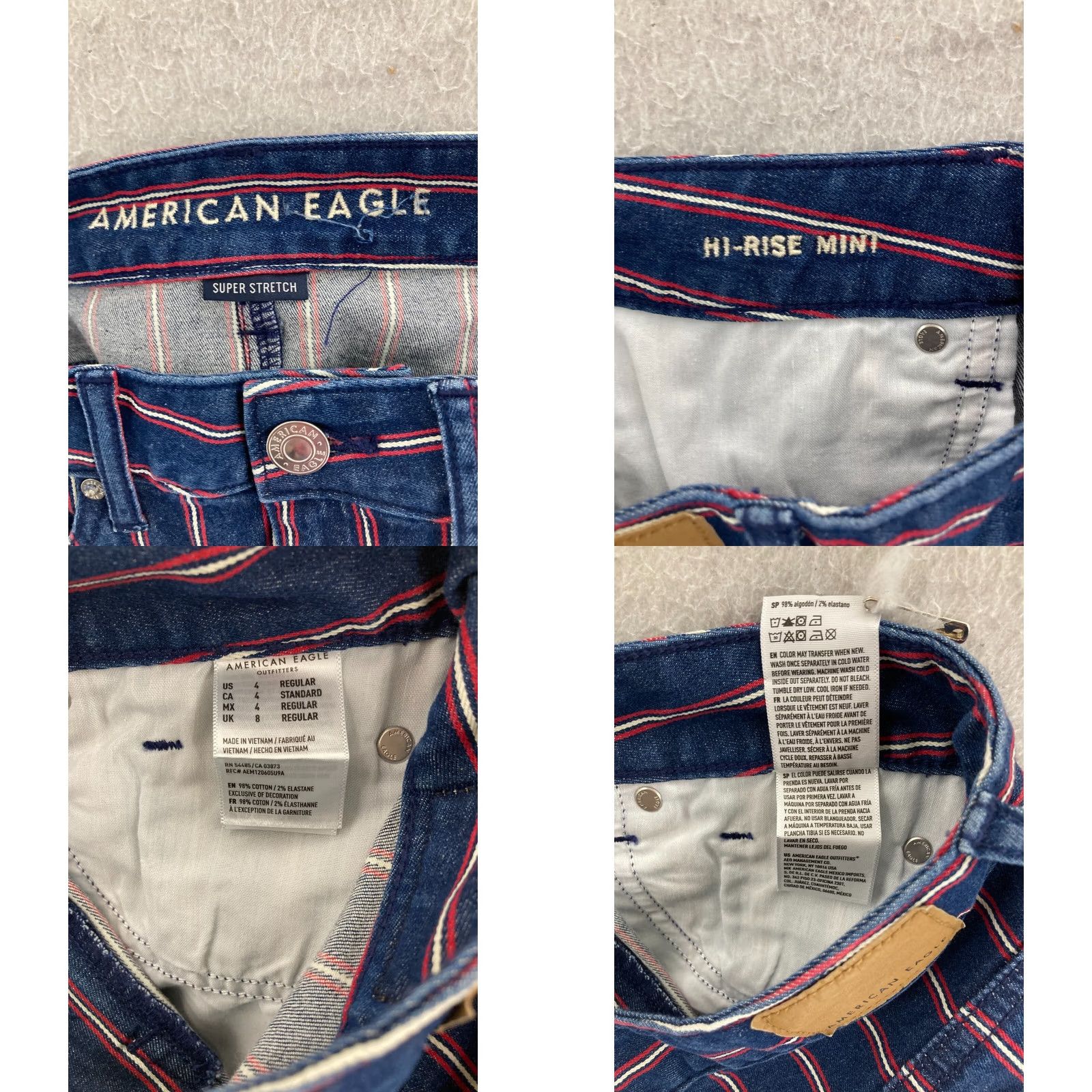 American Eagle Outfitters American Eagle Jean Skirt Womens 4 Blue Super Stretch Mini Raw Hem Size 27" / US 4 / IT 40 - 8 Thumbnail