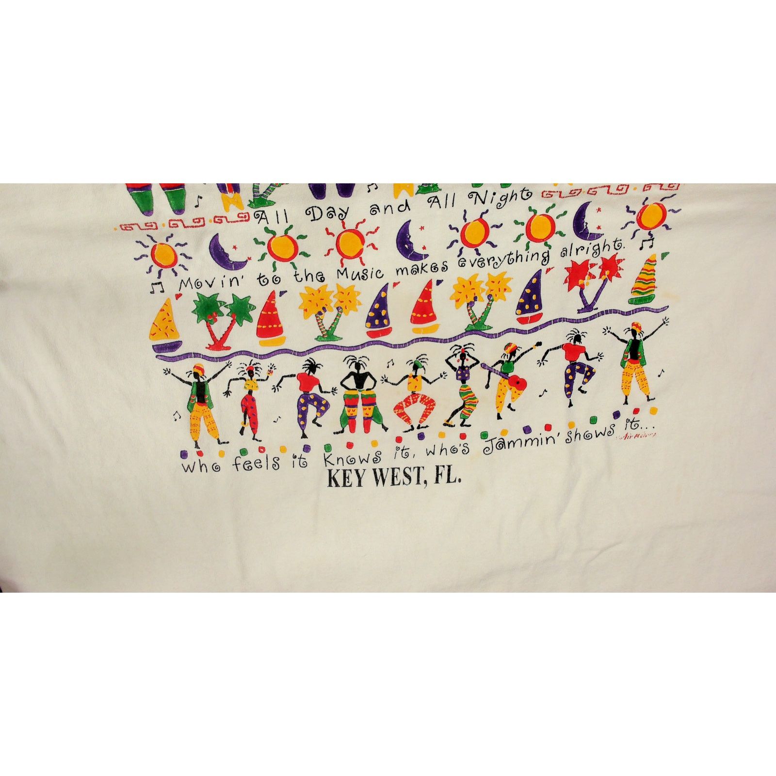 Vintage VTG 1990s Single Stitch Rasta Reggae Key West Graphic Tee Size US XL / EU 56 / 4 - 6 Thumbnail
