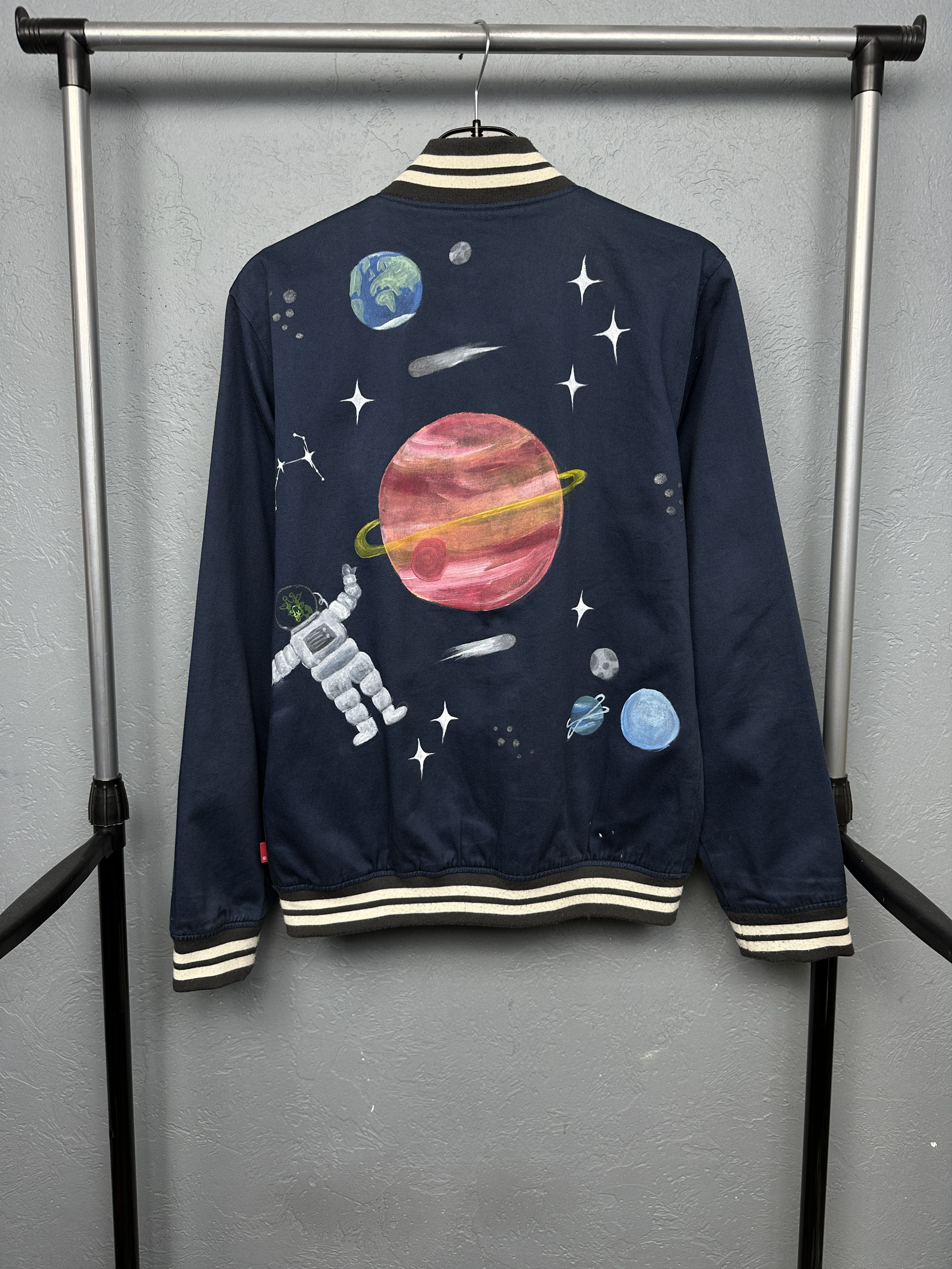 Levi's Levi's Mens Custom Drawing of Space Bomber Jacket Size US S / EU 44-46 / 1 - 1 Thumbnail