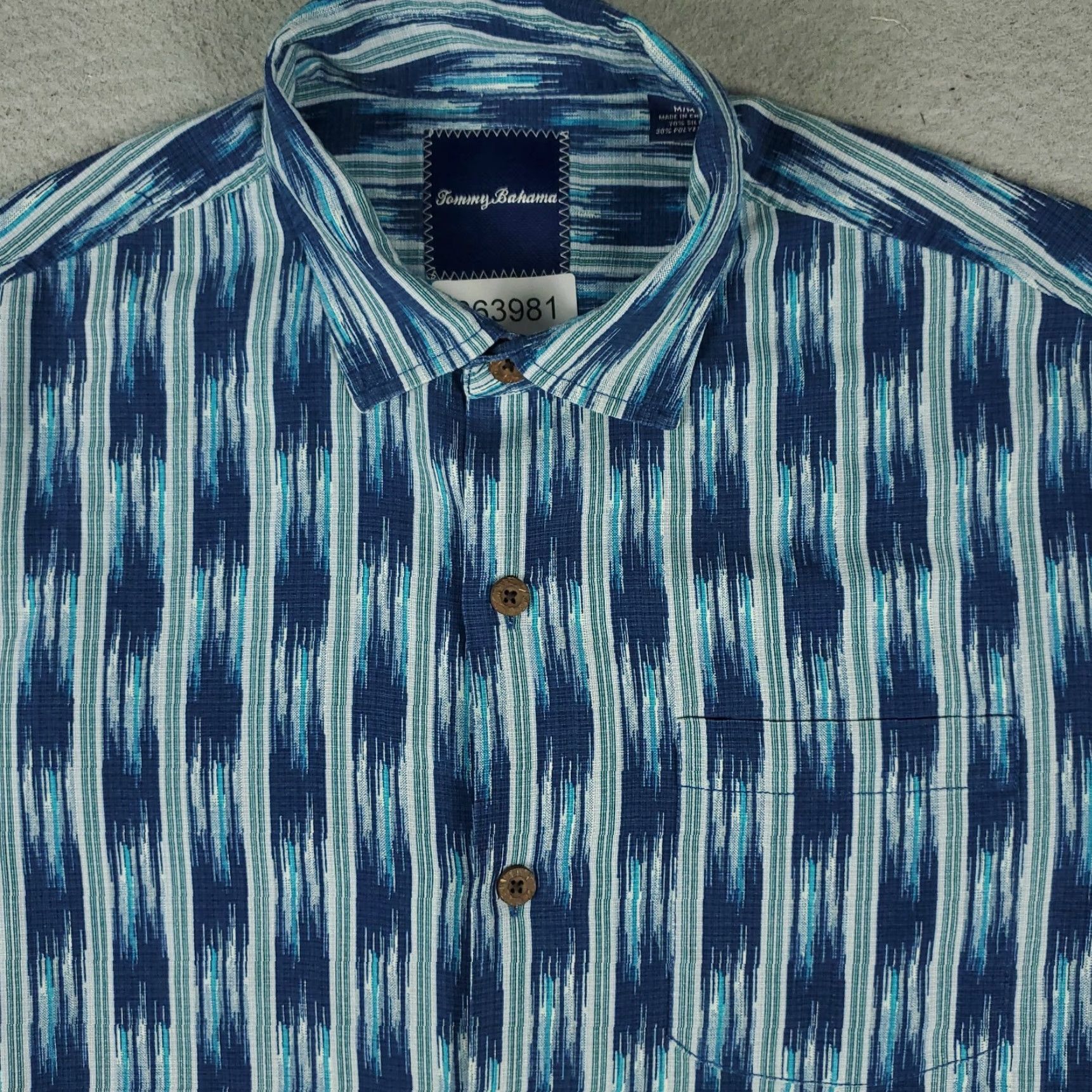 Tommy Bahama Tommy Bahama Shirt Mens Medium Blue Striped Silk Hawaiian Button-Up Short Sleeve Shirt Size US M / EU 48-50 / 2 - 2 Thumbnail