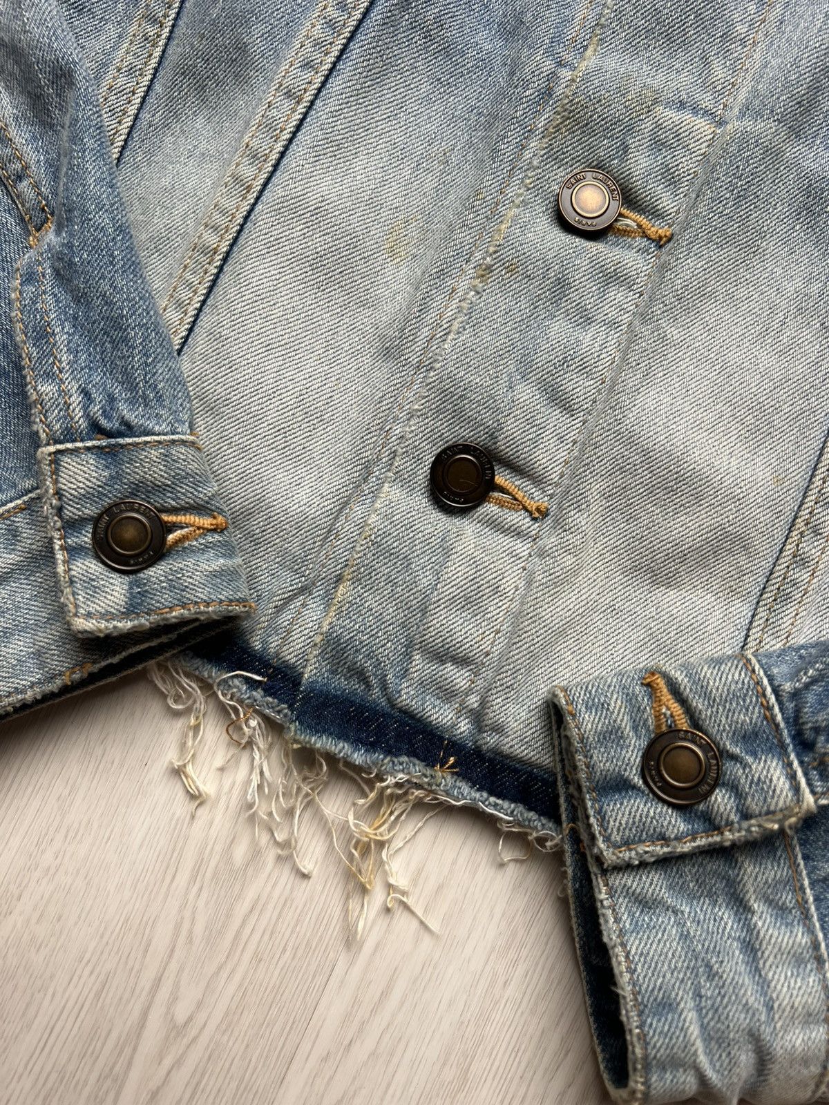 Saint Laurent Paris Saint Laurent Hedi Slimane Era Raw Hem Denim Jacket Size US XS / EU 42 / 0 - 3 Thumbnail