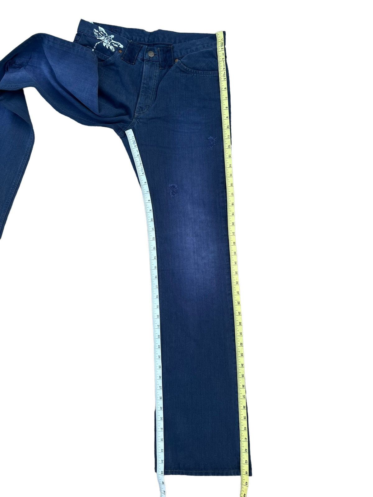 Lee AKIZ Japan X Lee Distressed Indigo Denim Flare Pant Size US 31 - 5 Thumbnail