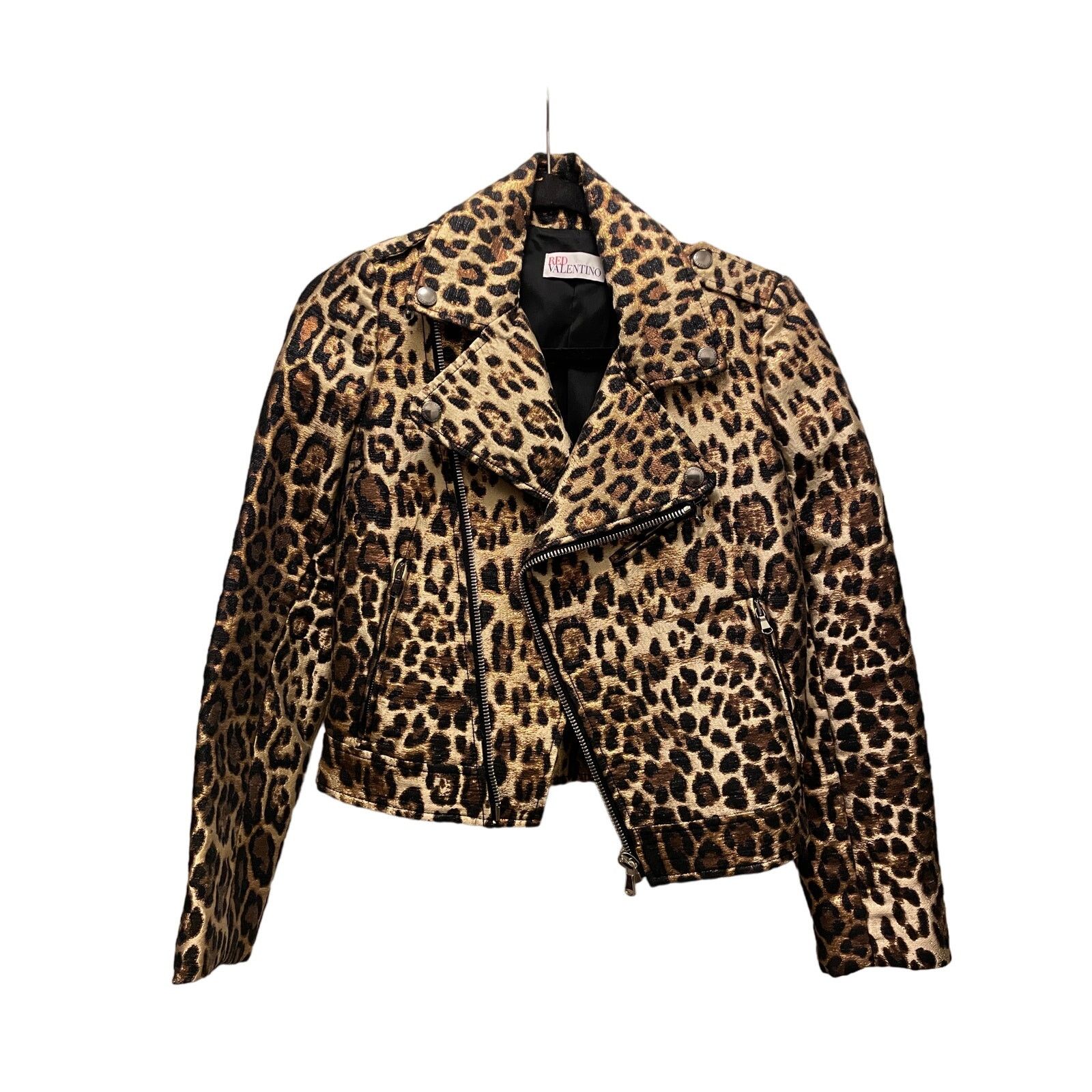 RED Valentino Leopard Jacquard Moto Jacket by RED Valentino Size XS / US 0-2 / IT 36-38 - 3 Thumbnail
