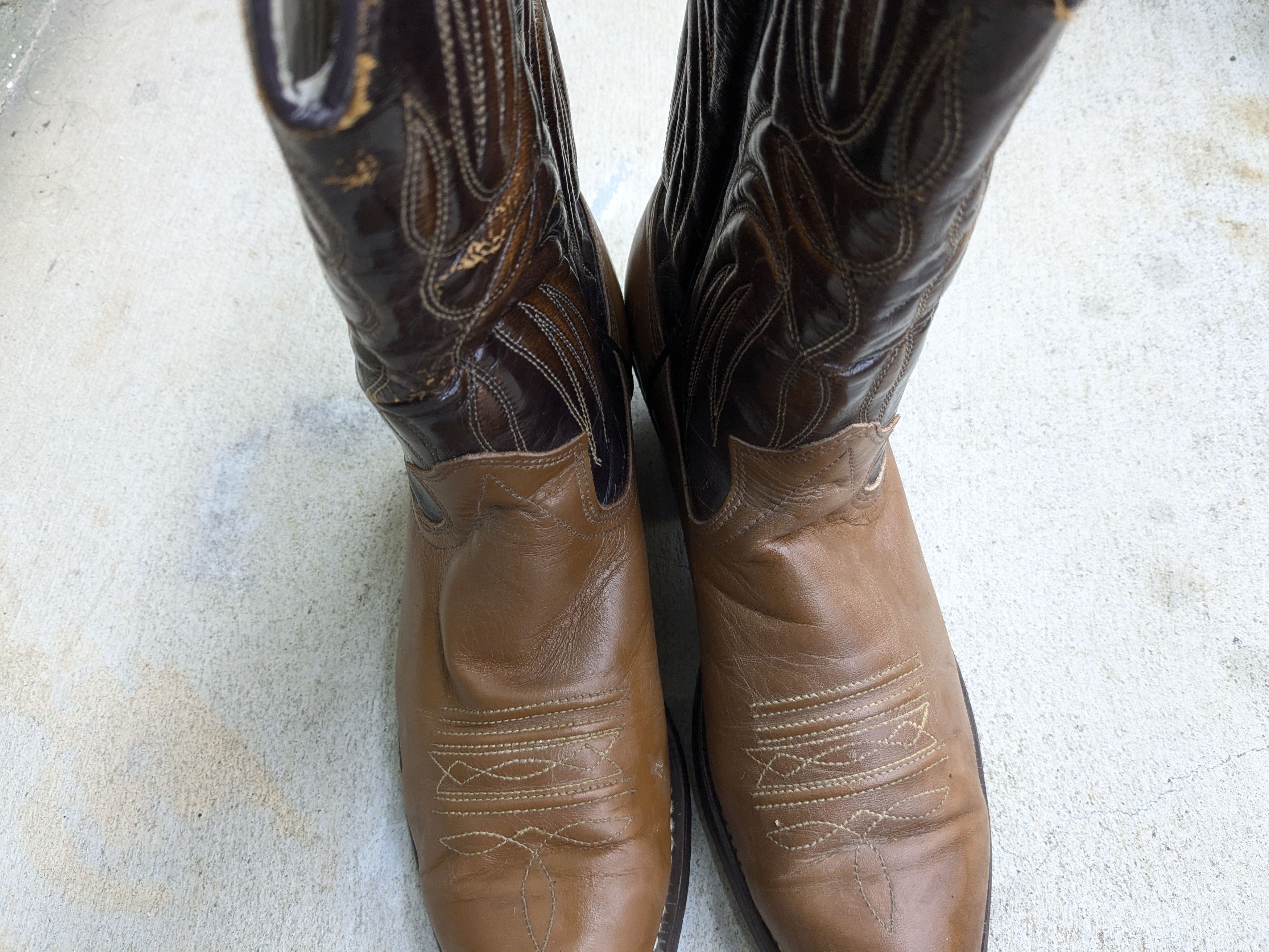 Genuine Leather Texas Cowboy Boots Brown Tan 9.5 D Leather Tan Size US 9.5 / EU 42-43 - 6 Thumbnail