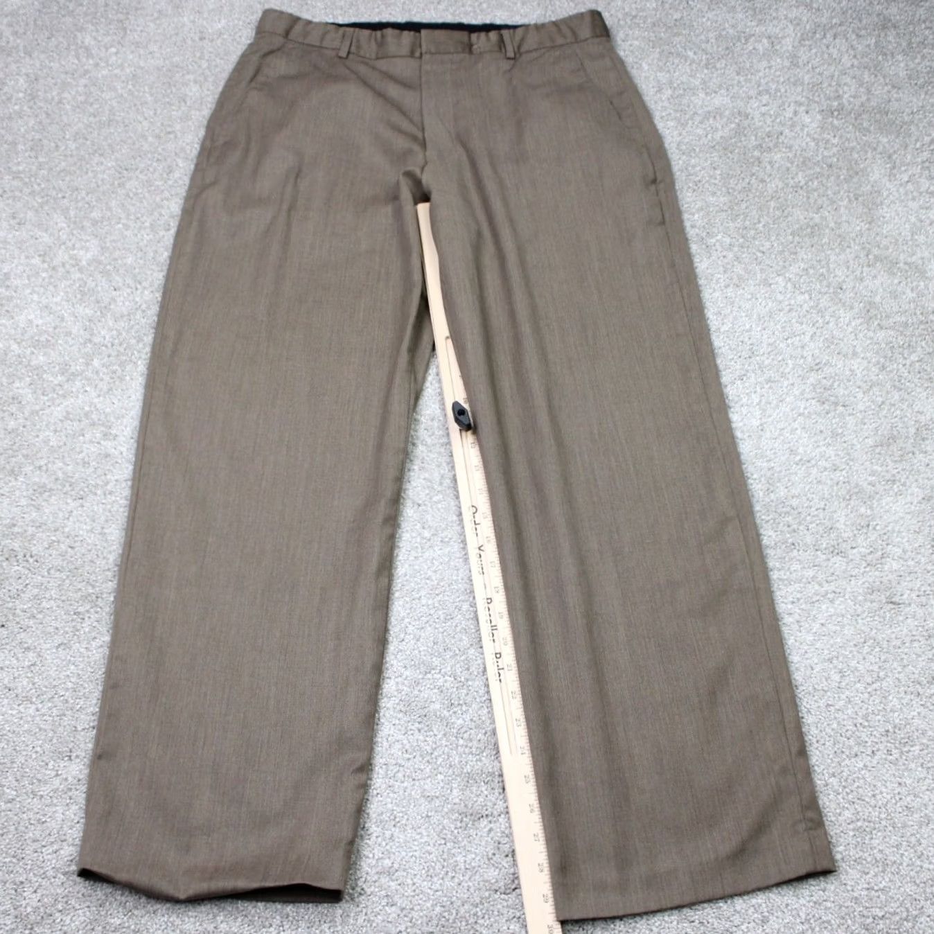 Banana Republic Banana Republic Pants Mens 35x30 Brown 100% Wool Flat Front Acetate Lined Dress Pants Slimming Regular Fit Casual Business Formal City Preppy Mens Size US 35 - 2 Thumbnail
