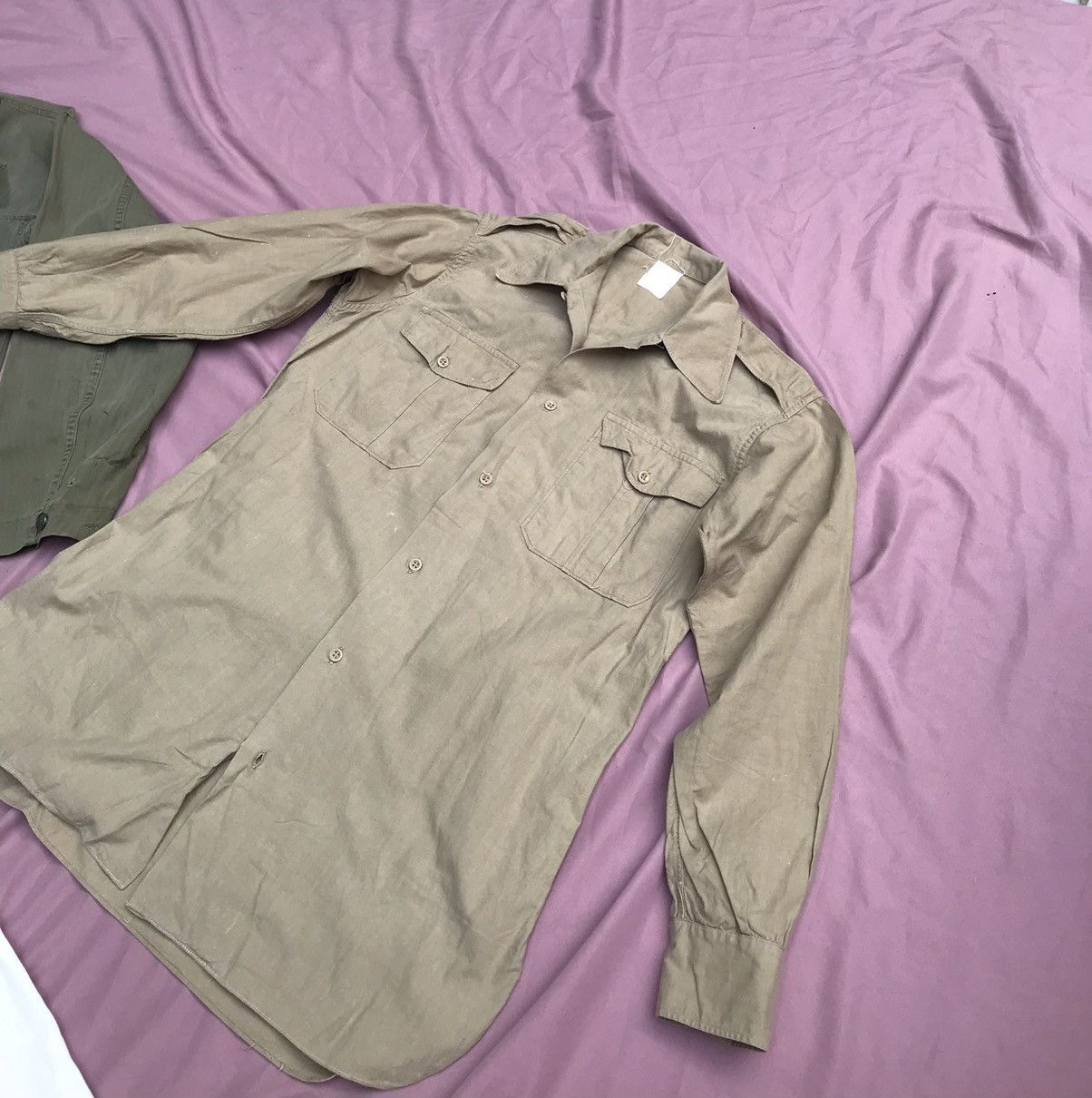 Other FRENCH ARMY 50s ARMY OFFICER BUTTON UP, HEMP COTTON BLEND Size US M / EU 48-50 / 2 - 3 Thumbnail