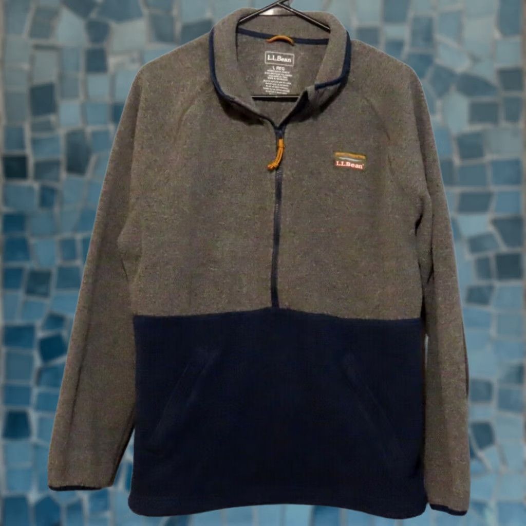 Vintage LL Bean Fleece Womens L Gray/Blue Mountain Classic Pullover 1/2 Zip Misses Size L / US 10 / IT 46 - 1 Thumbnail