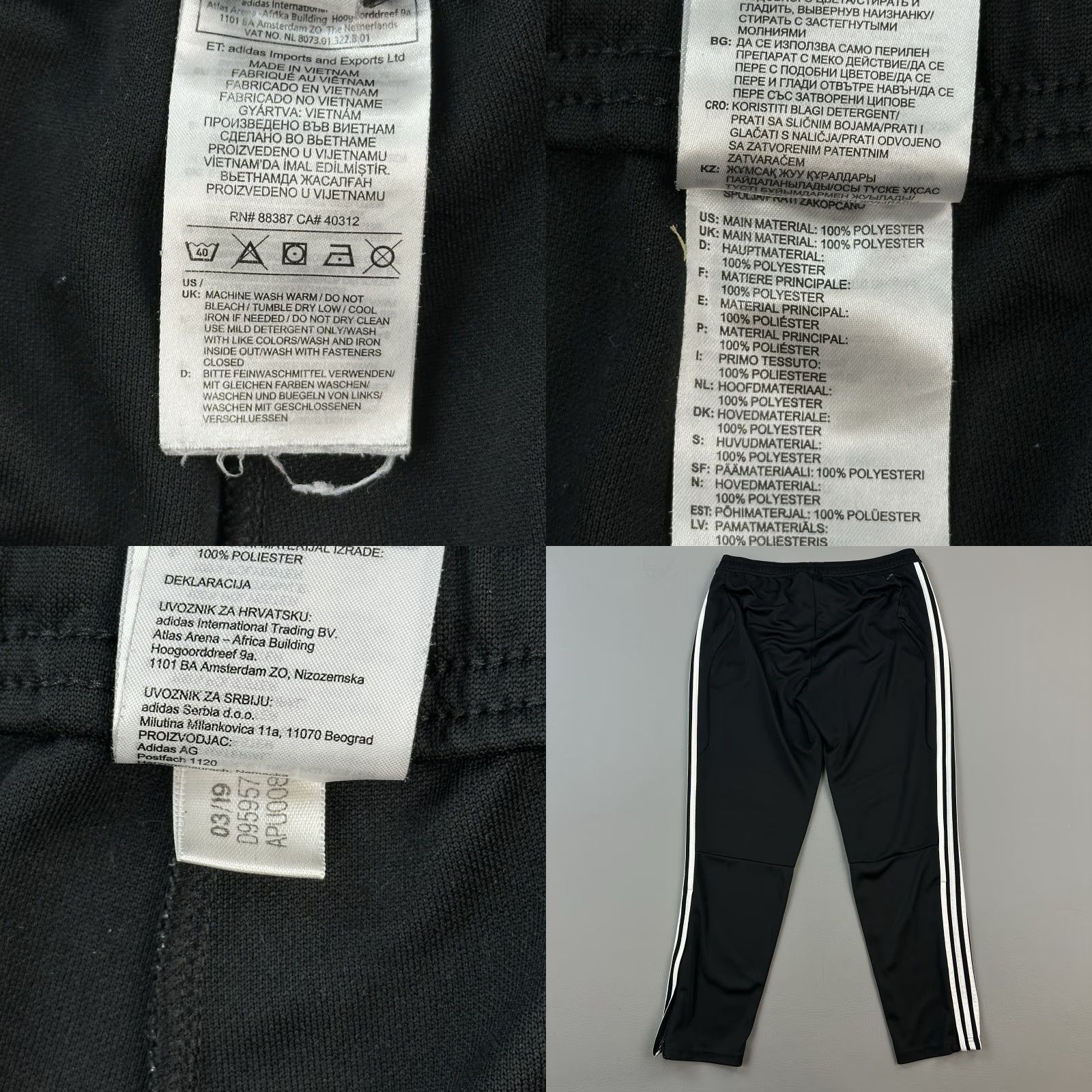 Adidas Adidas Track Pants Women's XL Black Tiro 19 Climacool Ankle Zip Soccer Training Size 40" / US 18 - 9 Thumbnail