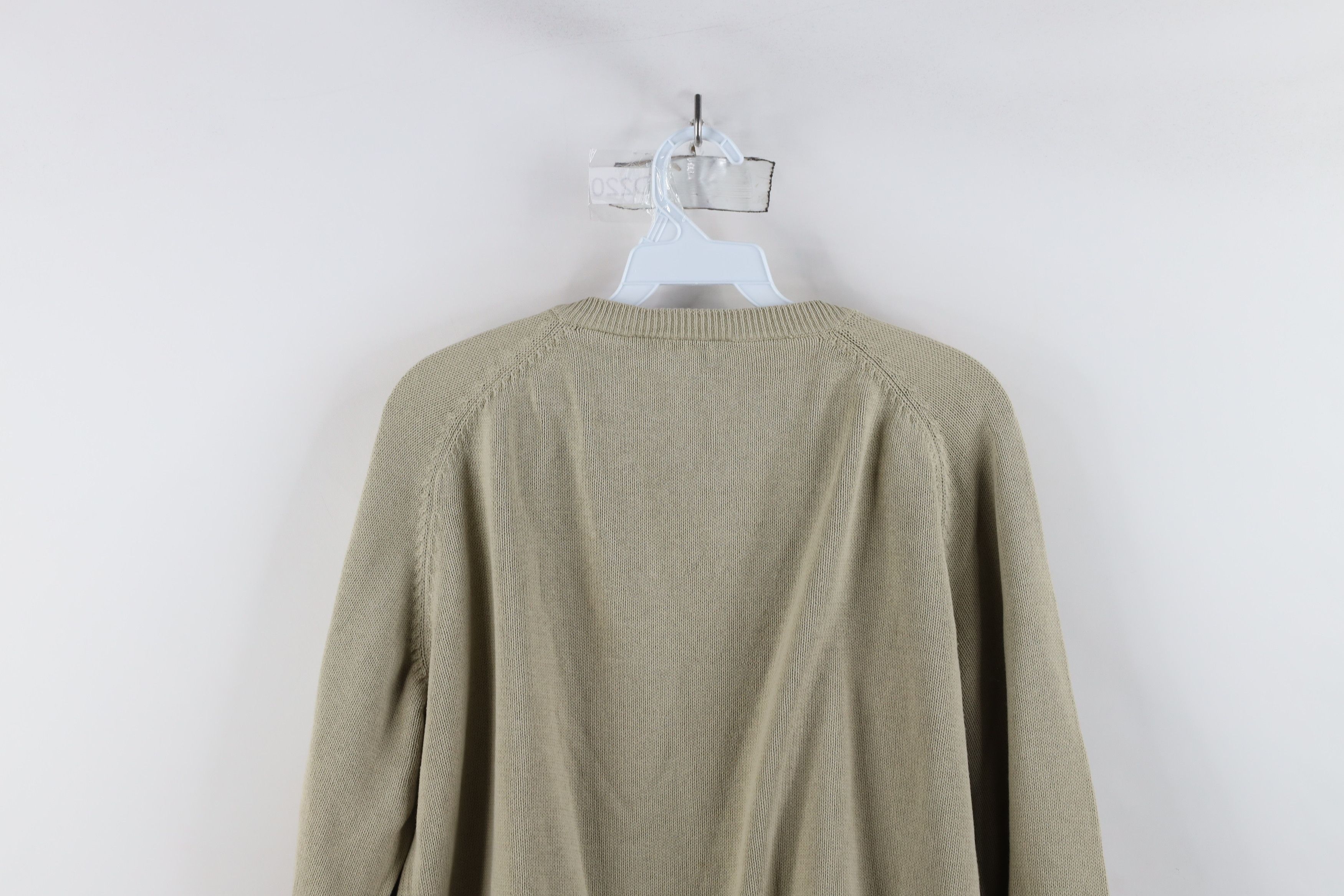 Vintage Vintage 90s Streetwear Cotton Knit V-Neck Sweater Beige Size US L / EU 52-54 / 3 - 11 Thumbnail