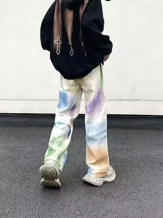 Japanese Brand × Jean Paint Splatter White Baggy Denim Jeans Size US 32 / EU 48 - 6 Thumbnail