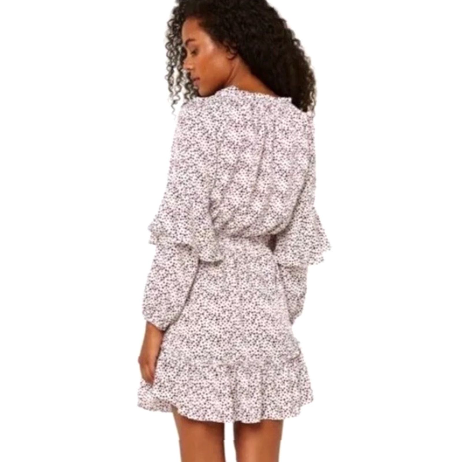 MISA Los Angeles VINTAGE Misa Los Angeles Nehda Dress White Purple Polka Dot Mini Women's Medium USA Made Dress Size M / US 6-8 / IT 42-44 - 2 Thumbnail