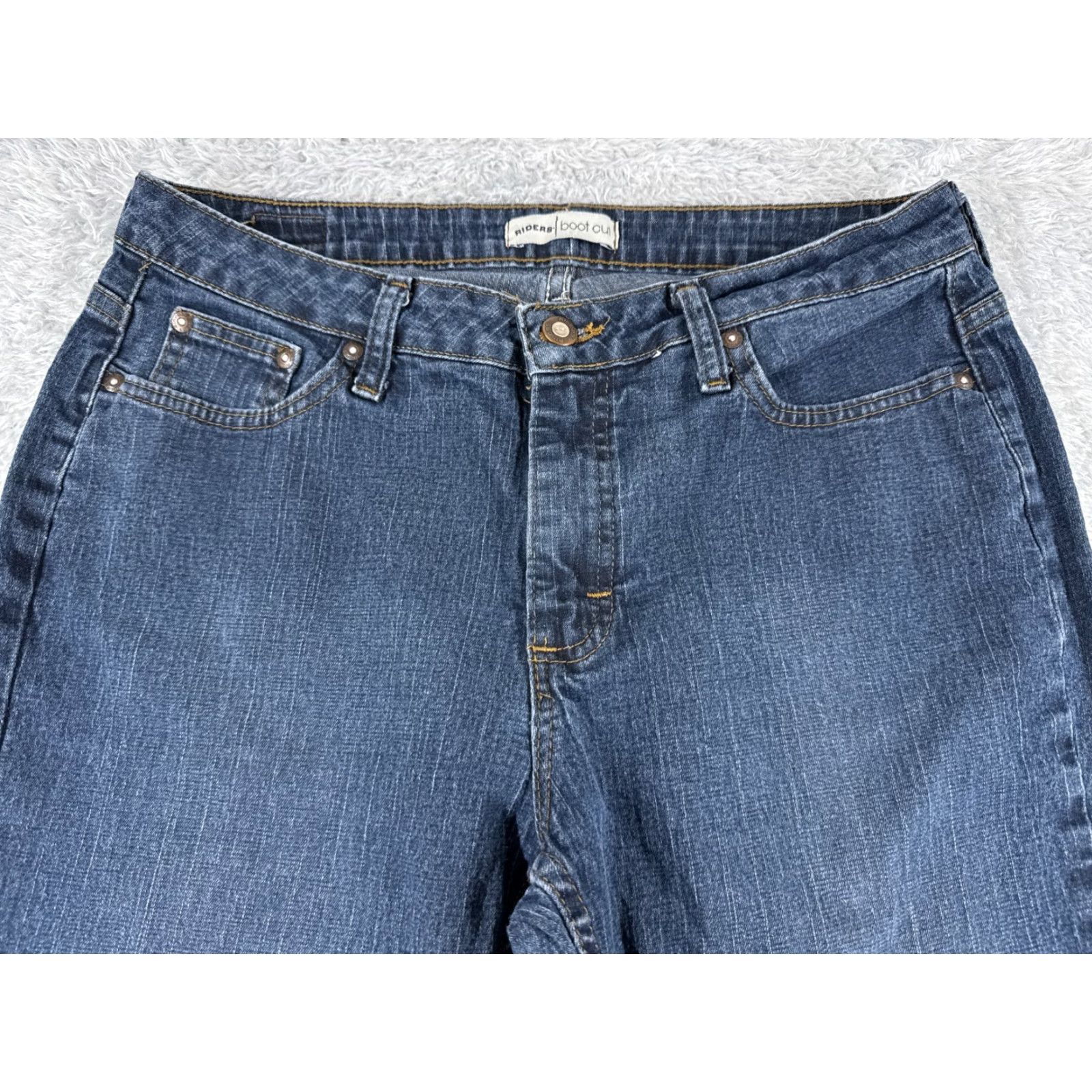 Lee Lee Jeans Womens 10 Blue Denim Bootcut Western Mid Rise 29x32 Pants Regular 5-Pocket Zipper Distressed Cotton Blend Cowboy Southwestern American Lee Size 32" / US 10 / IT 46 - 4 Thumbnail