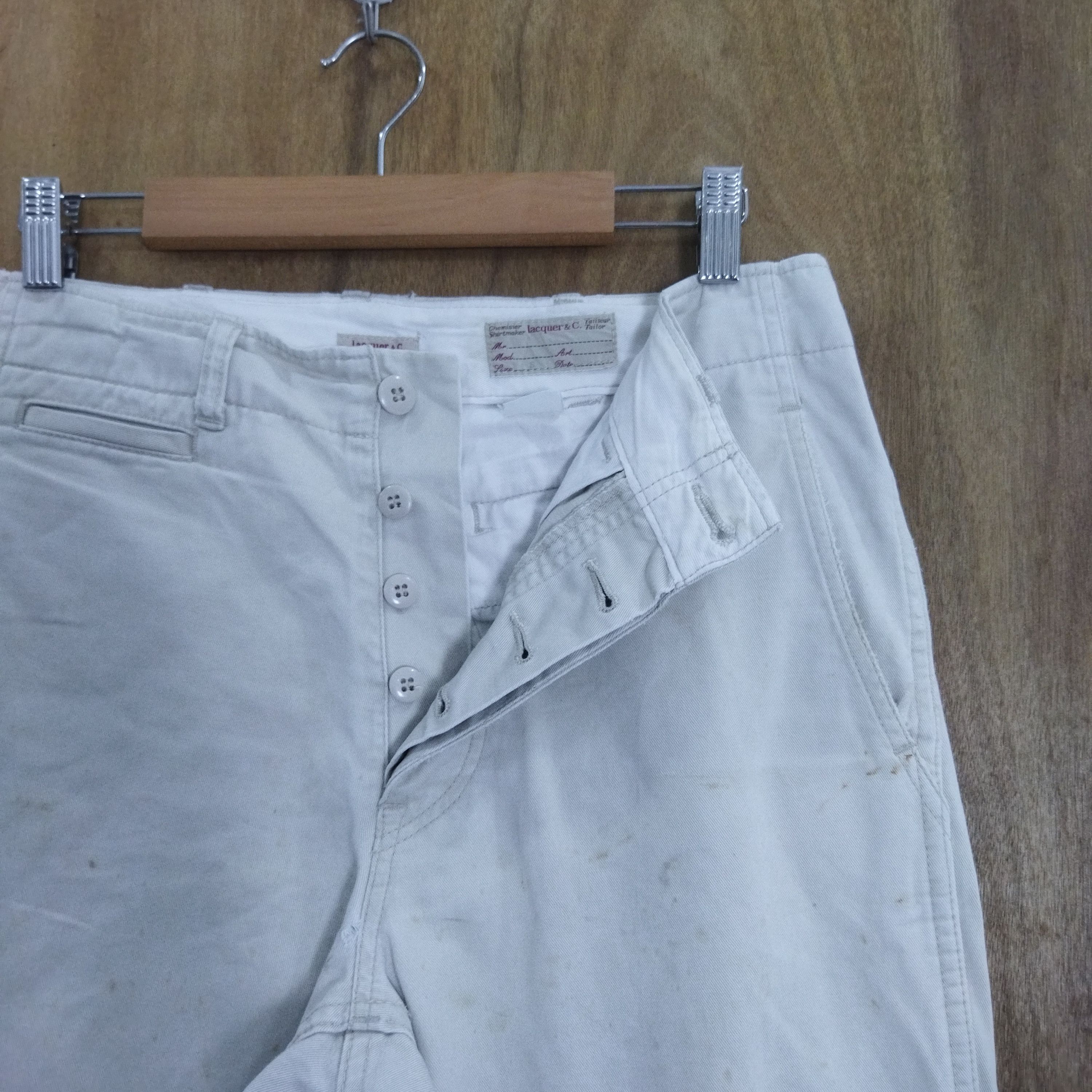 Japanese Brand LACQUER WHITE YELLOW CHINO PANTS Size US 34 / EU 50 - 7 Thumbnail